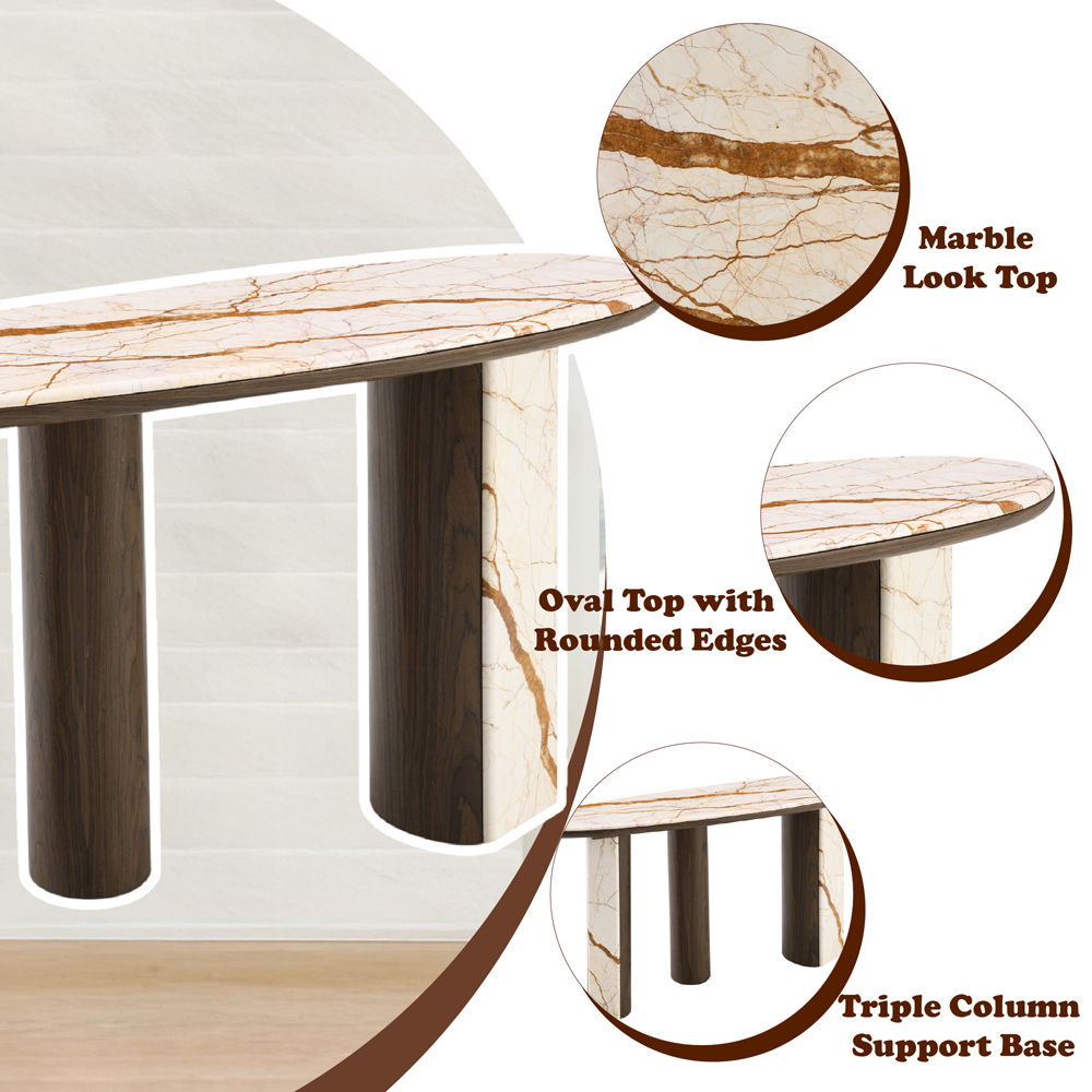 Haidar - Console Table With Marble Top - Natural / Brown, beige, view 6