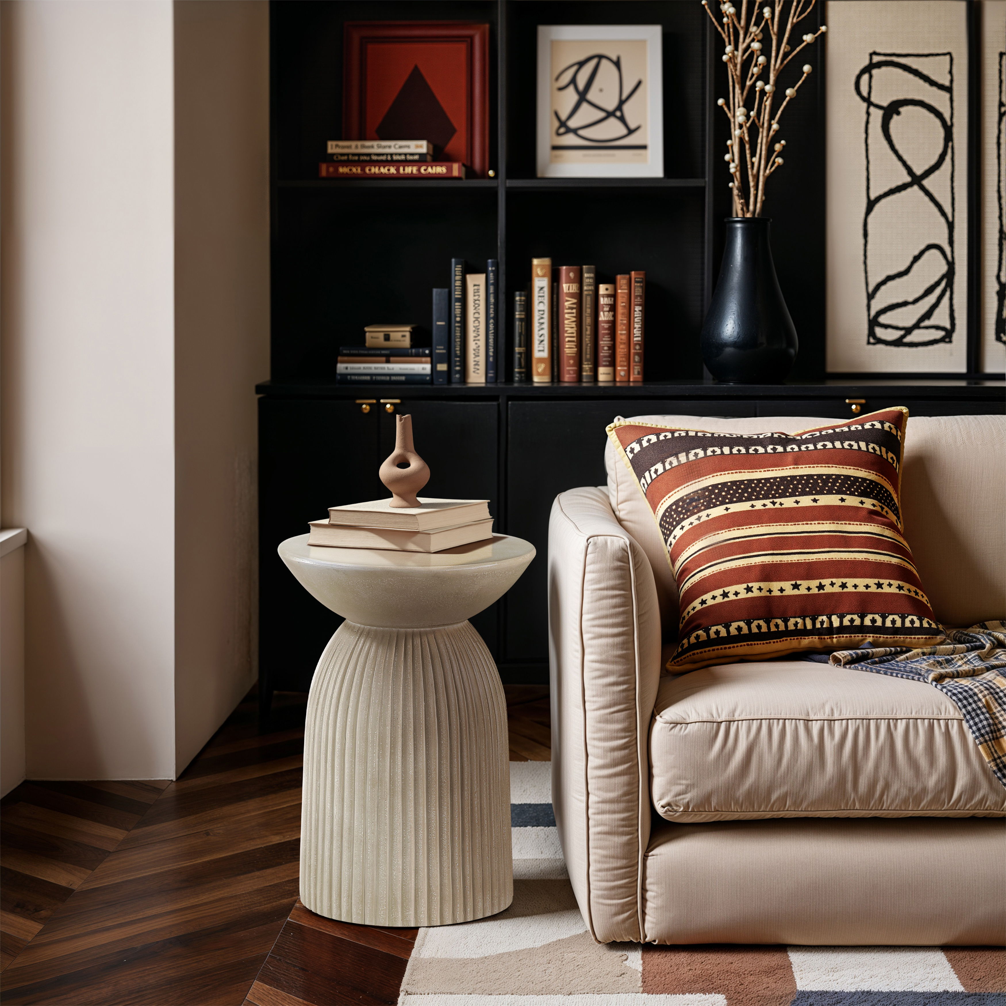 Opani - Concrete End Table - Beige