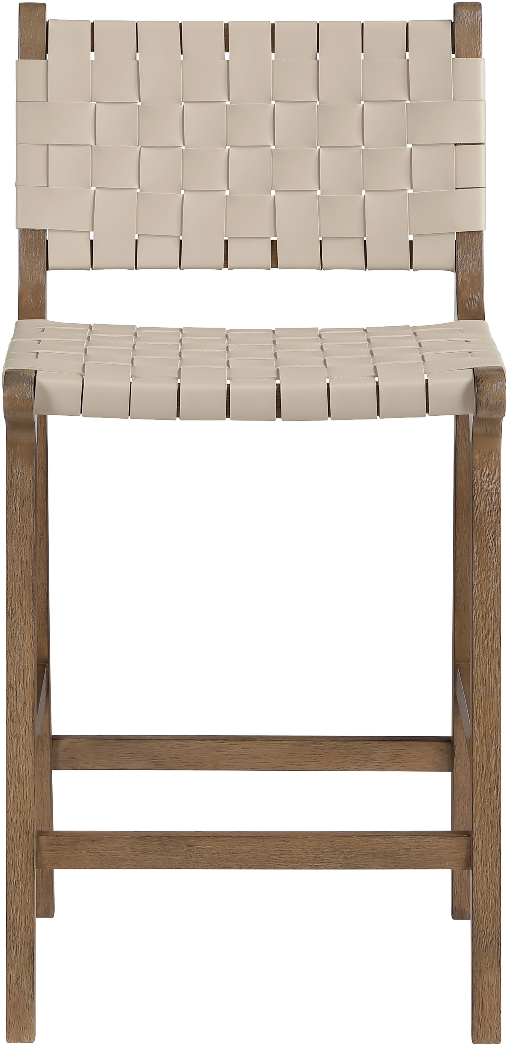 Entwine - Vegan Leather Upholstered Counter Stool - Beige / Painted Brown