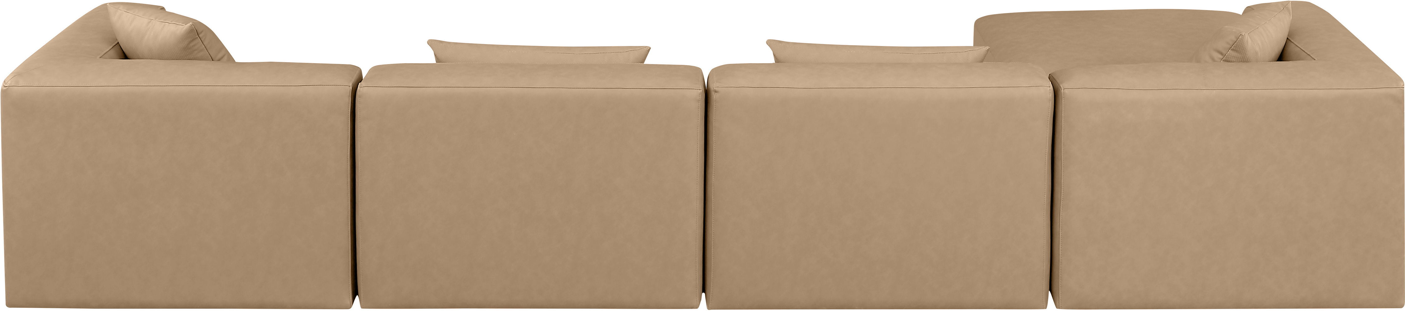 Cube - 5 Piece Modular Sectional With Chaise - Tan
