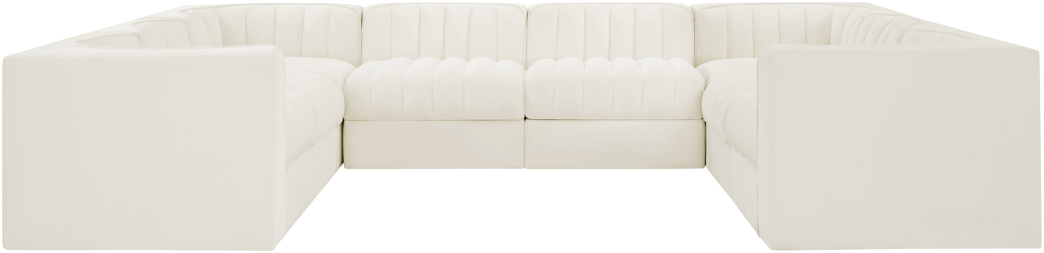 Rummi - Velvet Performance Fabric Upholstered Modular Sectional - Cream