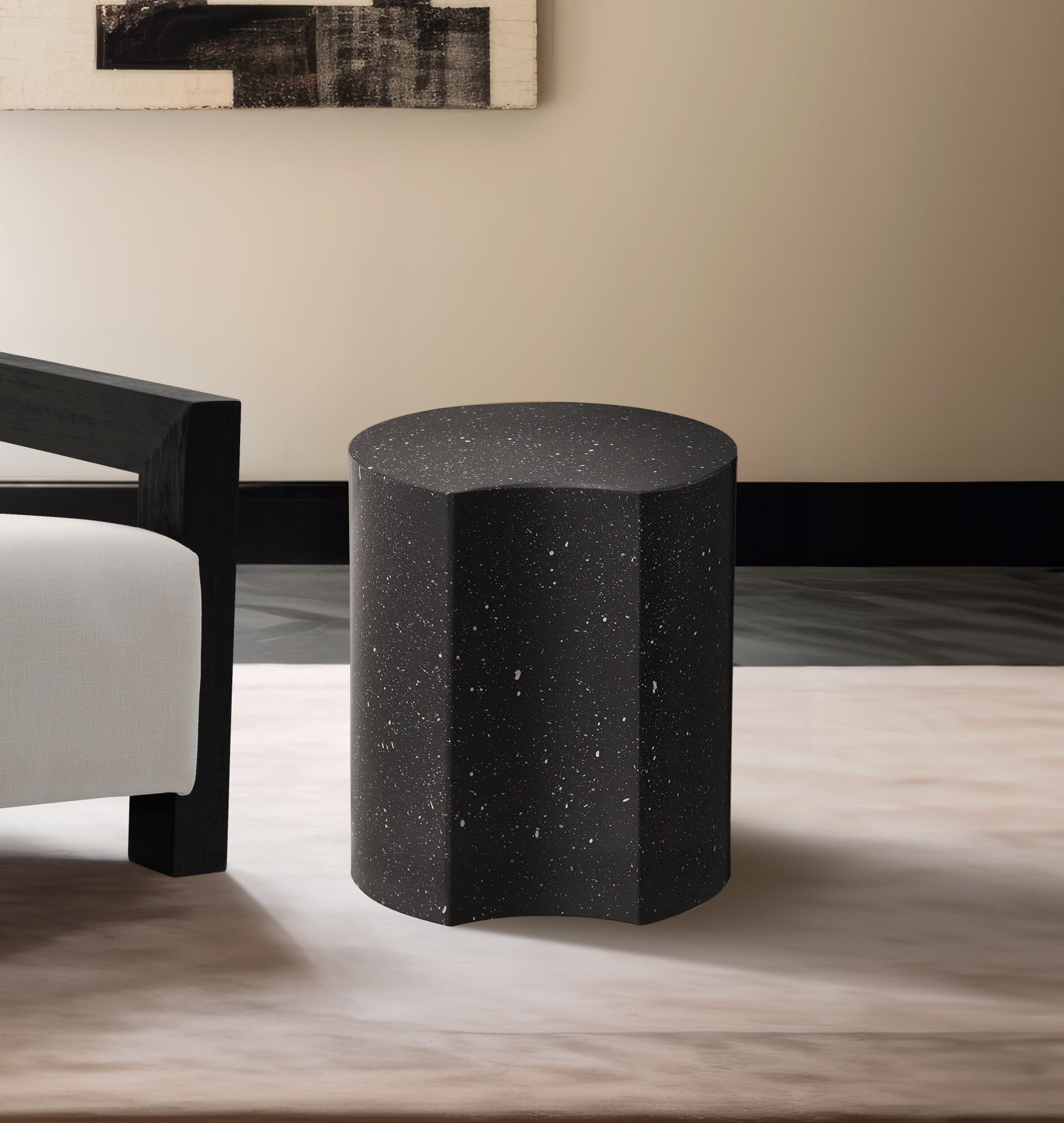 Dimple - 20" End Table - Black Terazzo