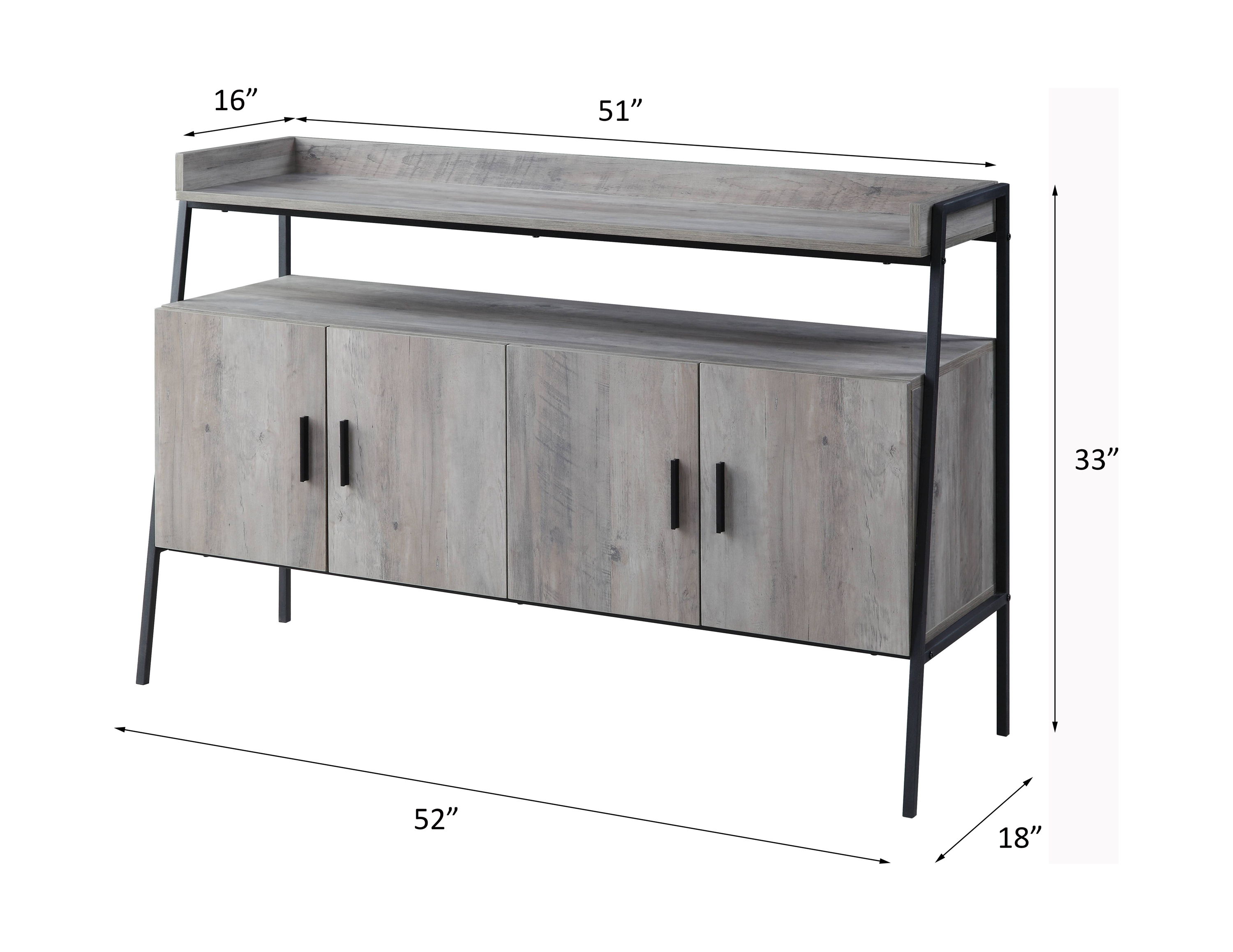 Samiya - TV Stand - Gray Oak & Black, gray, view 8