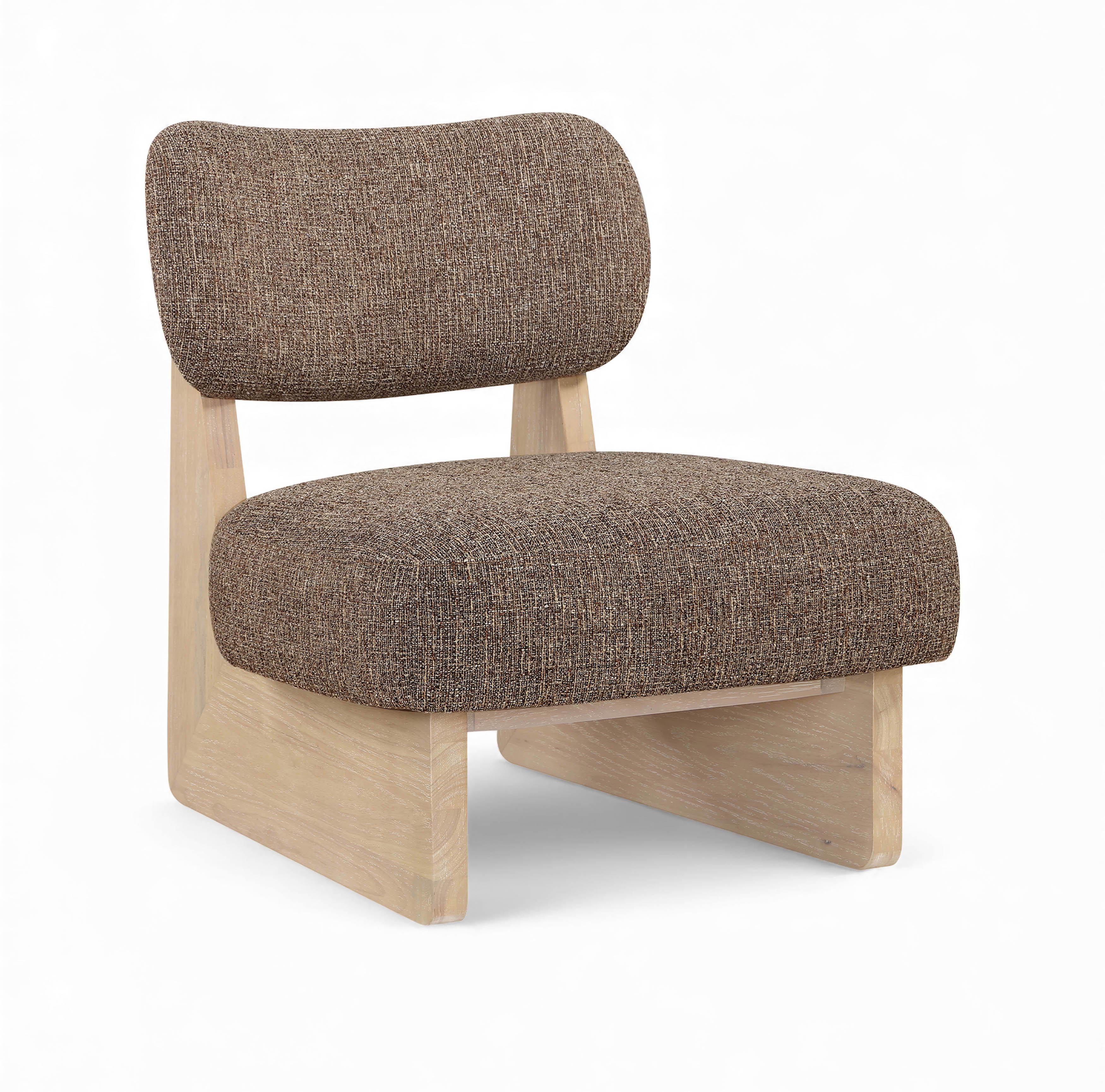 Vetra - Linen Textured Fabric Upholstered Accent Chair - Brown