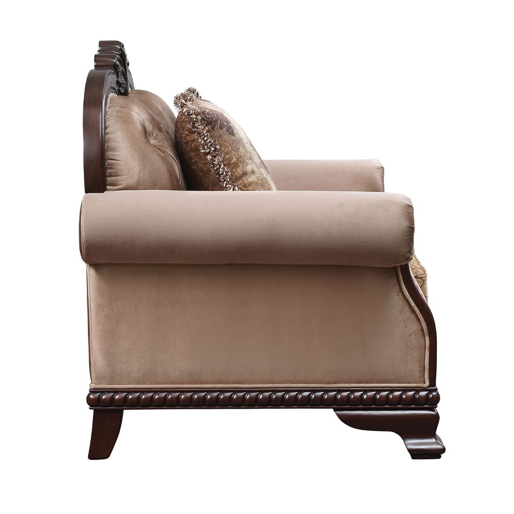Chateau De Ville - Sofa With 5 Pillows (Same Lv01588) - Fabric & Espresso, beige, view 6