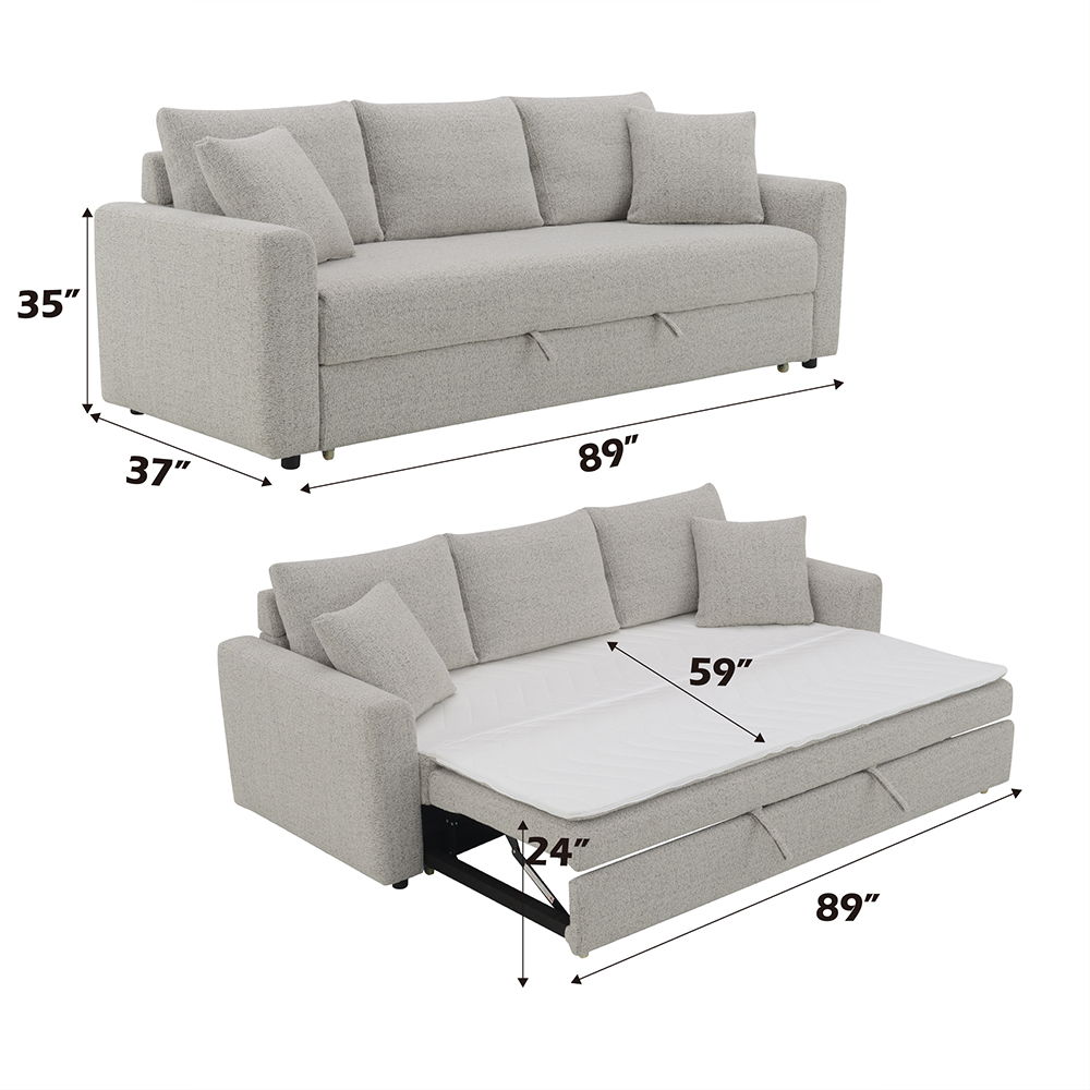 Connie - Sofa With Sleeper - Gray Boucle, beige, view 6