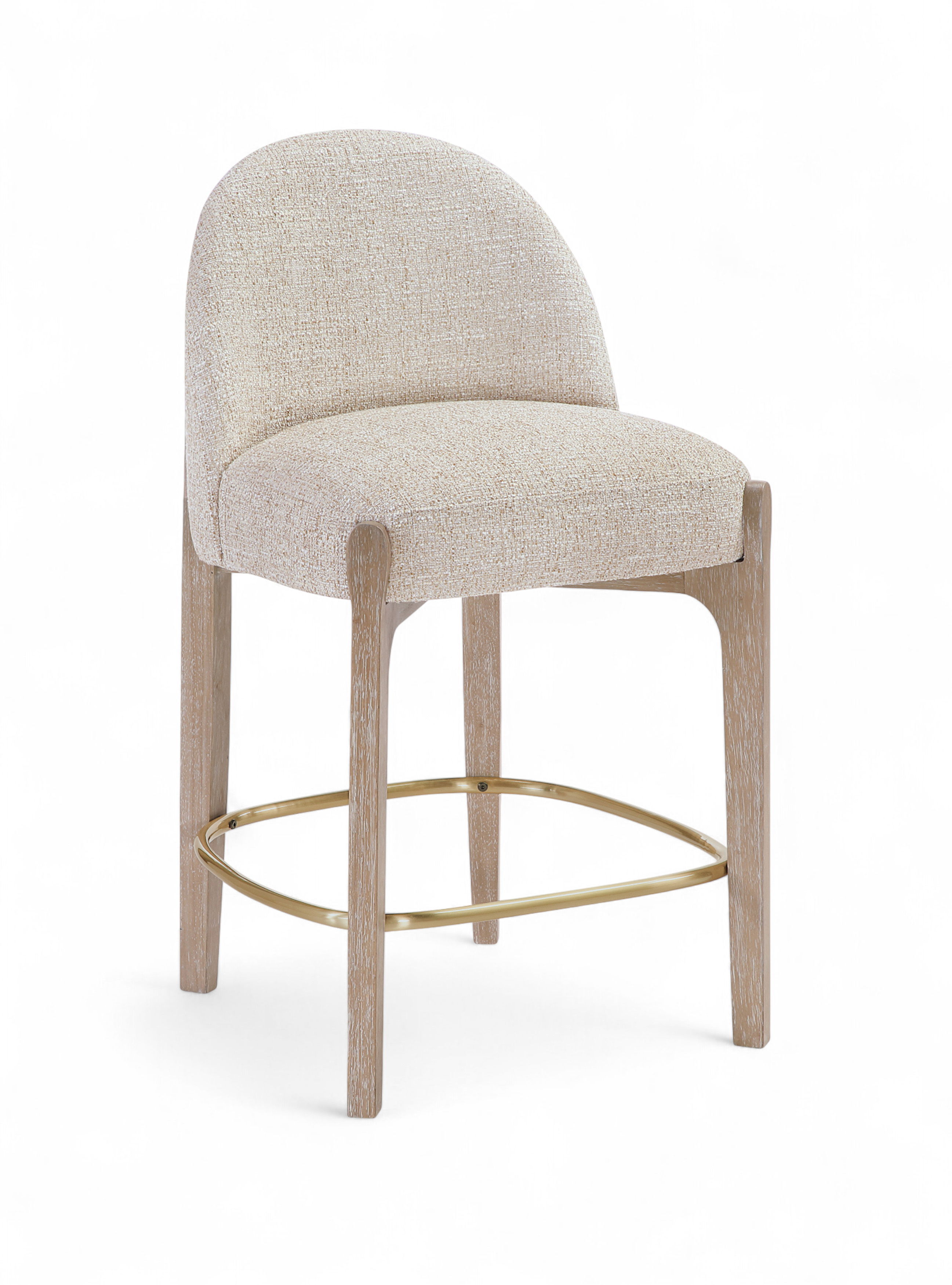 Torino - Fabric Upholstered Counter Stool (Set of 2) - Beige / Brushed Natural