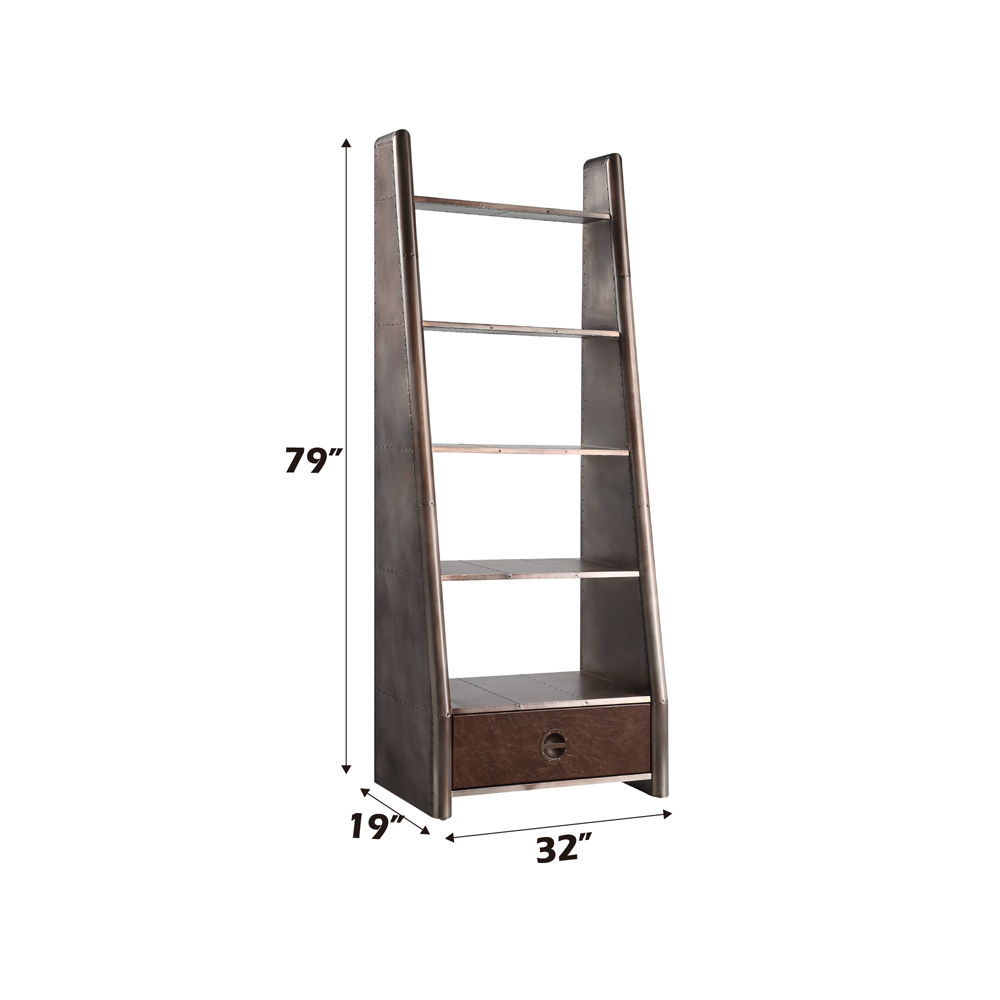 Brancaster - Bookcase - Aluminum, dark brown, view 3