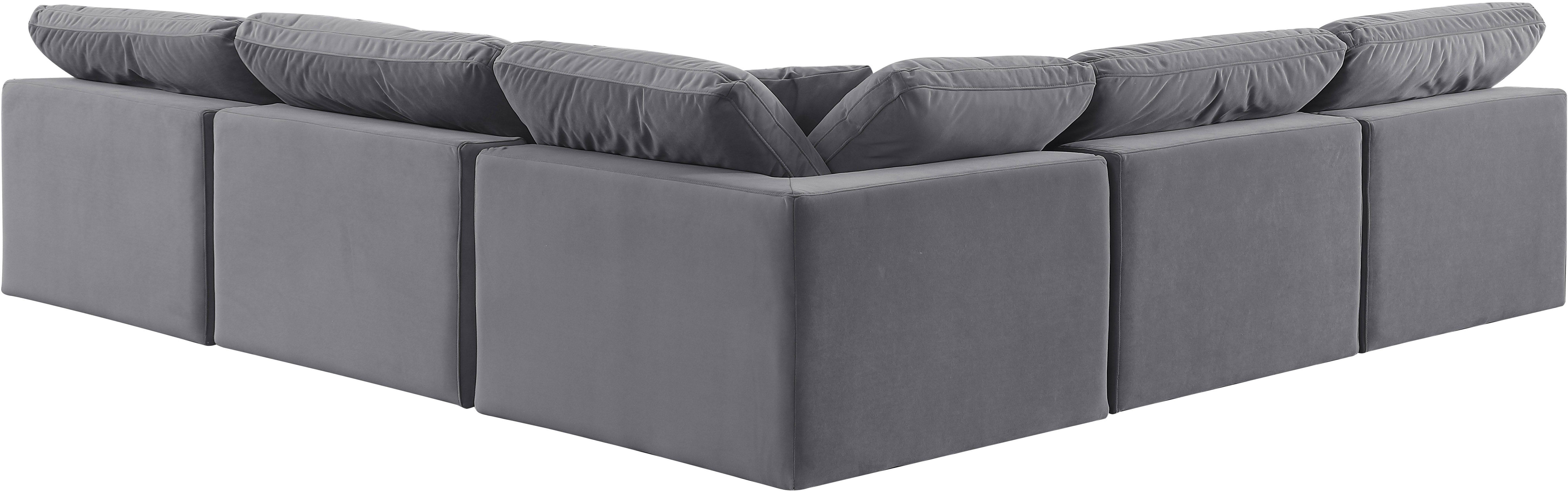 Comfy - 5 Piece Velvet Modular Corner Armless Sectional - Dark Gray