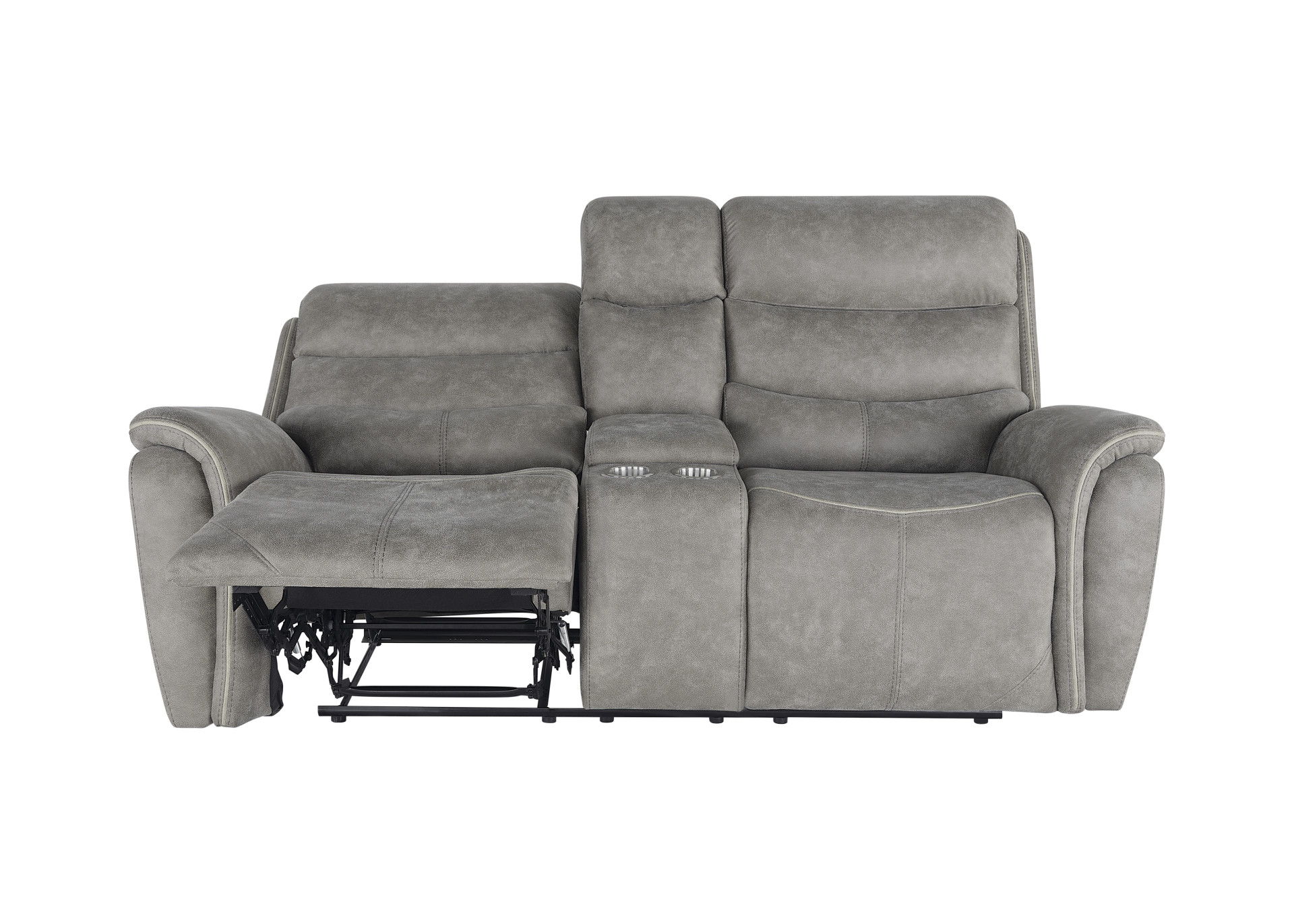 Kamari - Console Loveseat With Dual Recliners - Gray, gray, view 5
