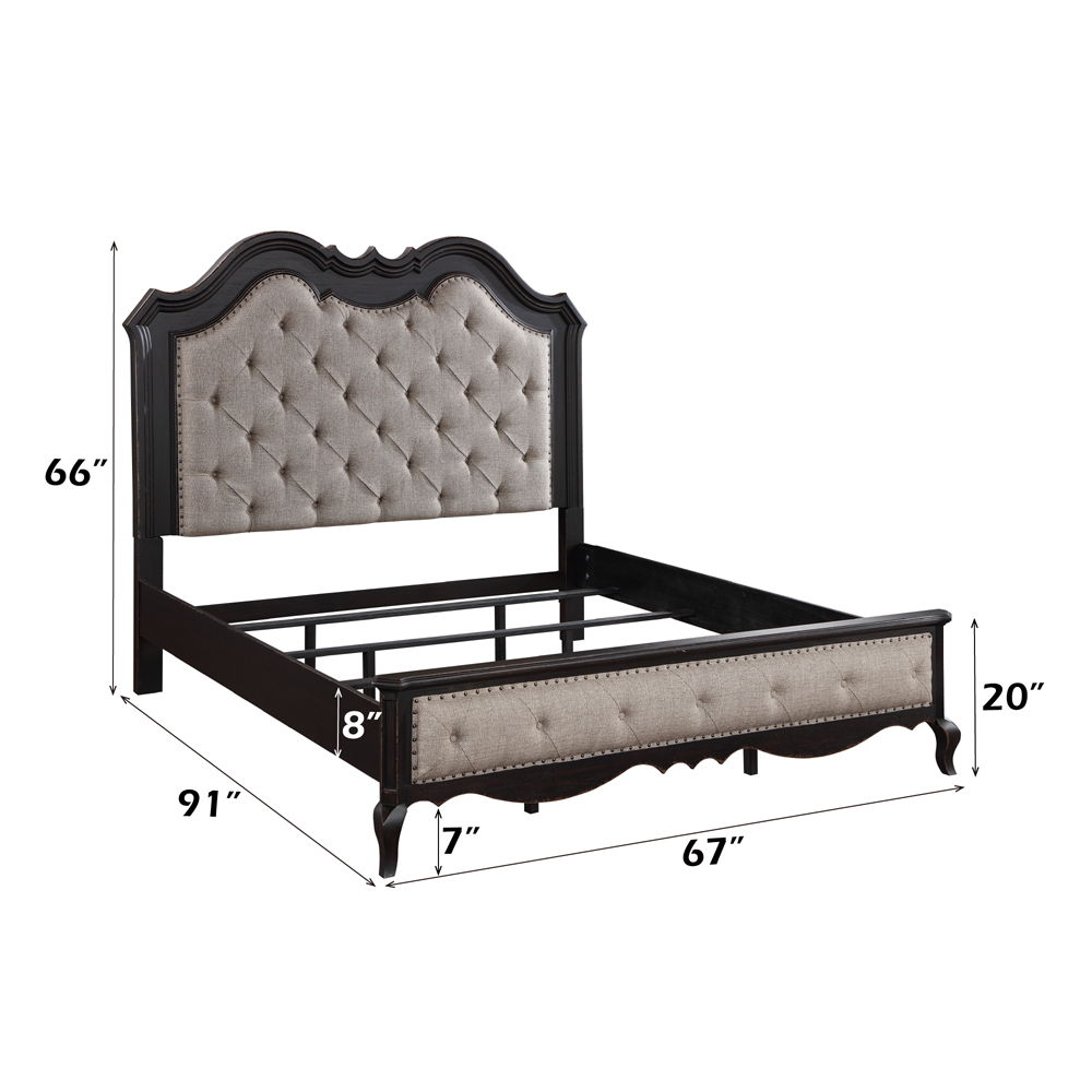 Chelmsford - Queen Bed - Beige Fabric & Antique Black, black, view 8