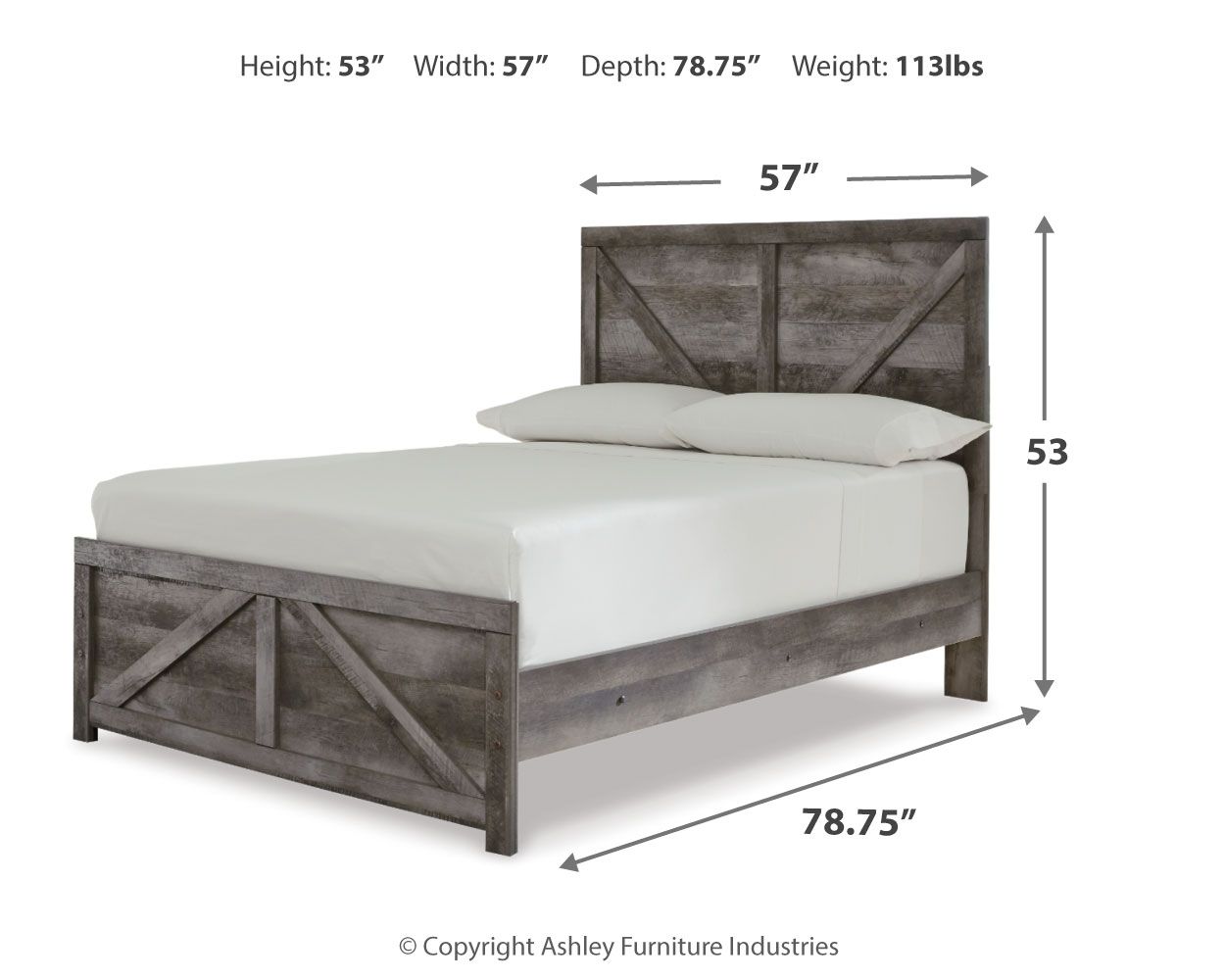Ashley Furniture Wynnlow - Full Crossbuck Panel Bed - Gray - Image 4