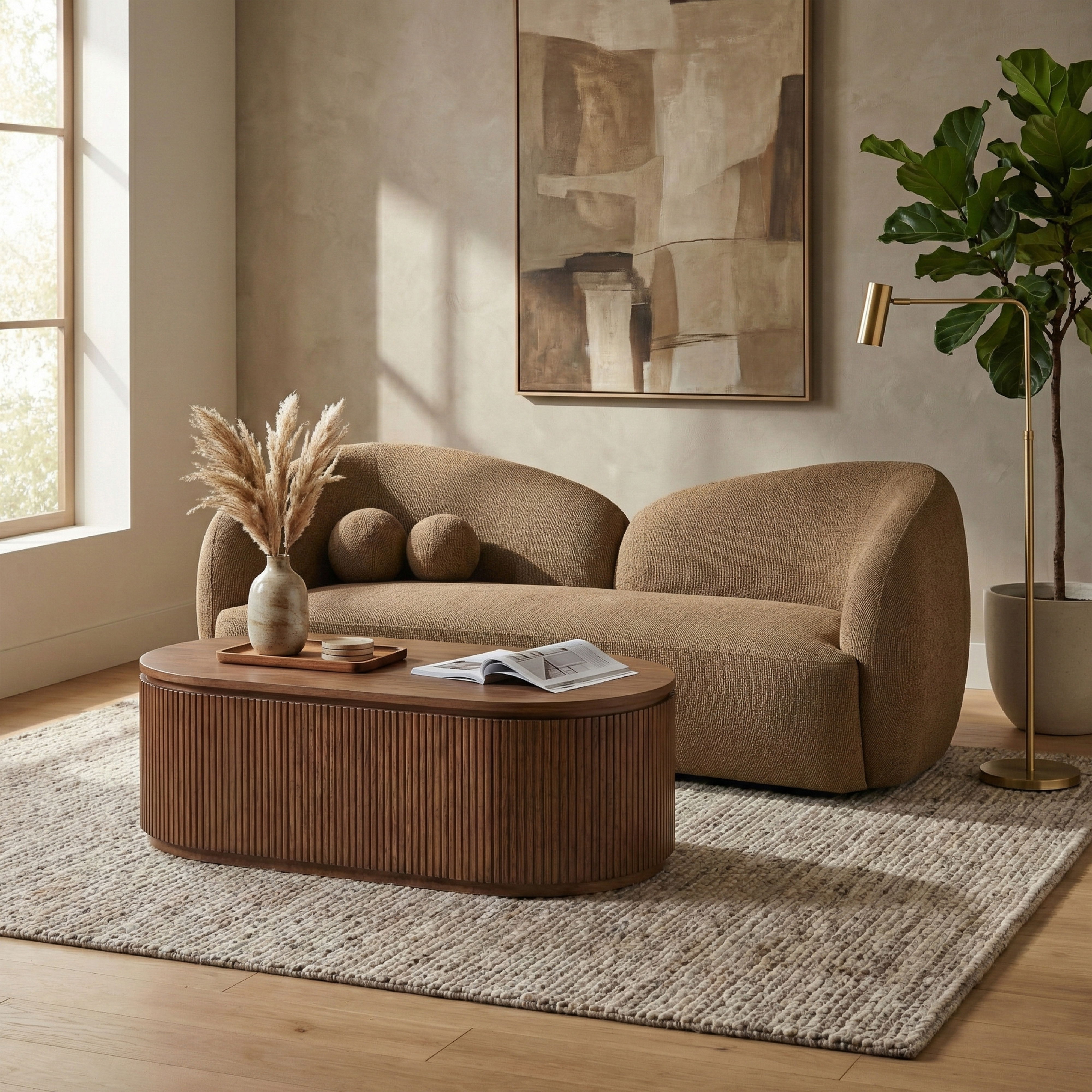 Elowen - Fabric Upholstered Sofa - Brown