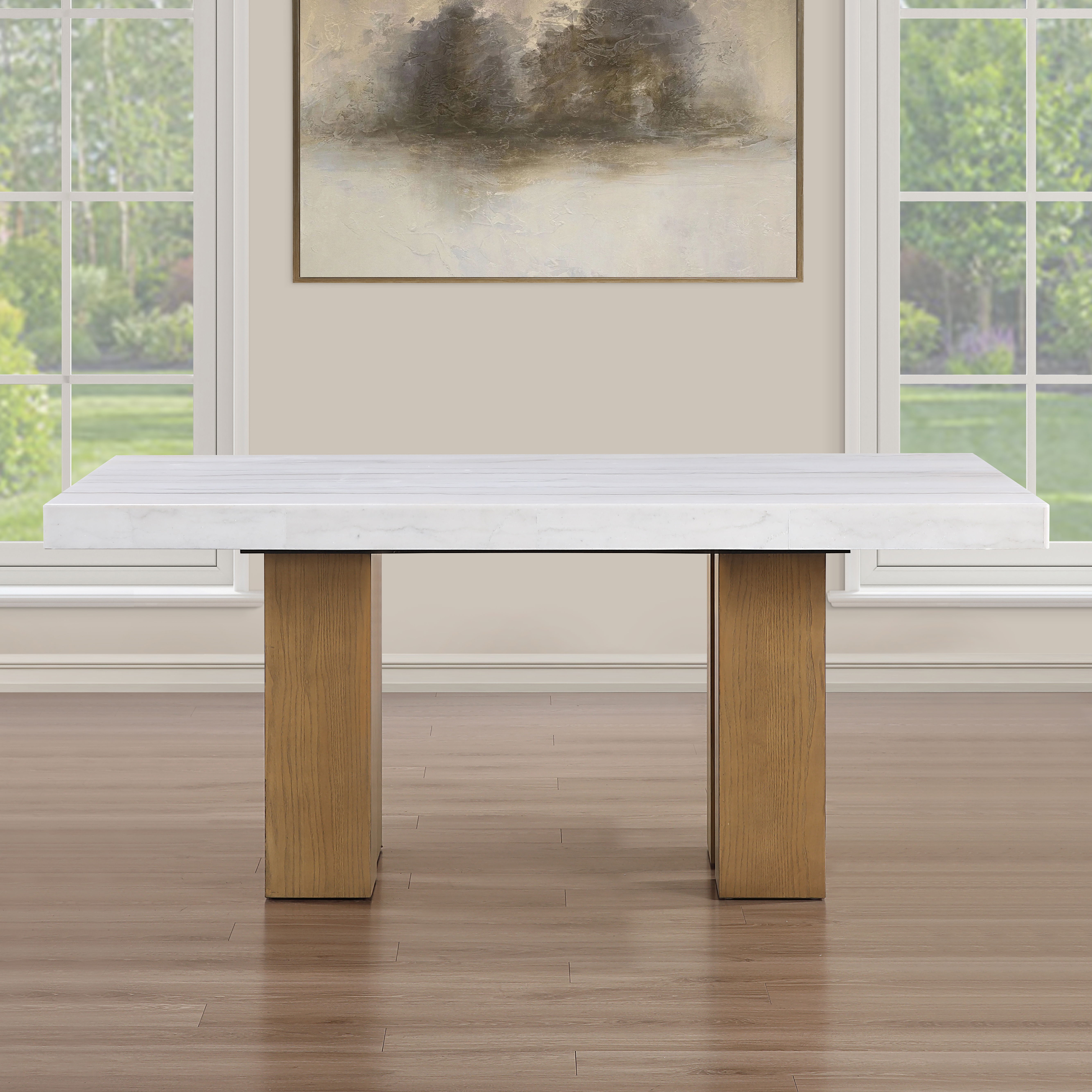 Artemis - Marble Dining Table - White / Tan
