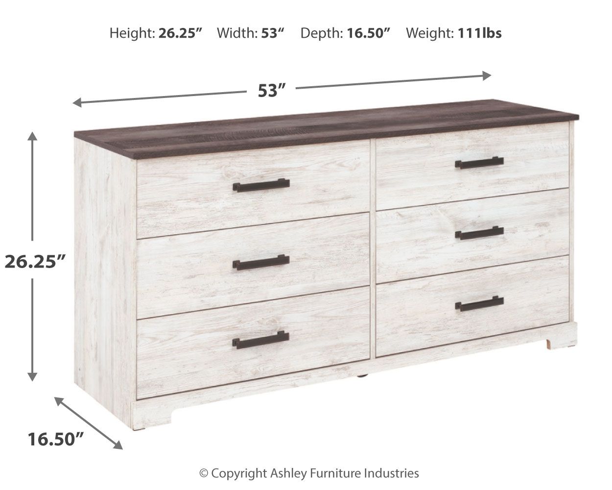 Shawburn - 3 Piece - Dresser, Queen Panel Platform Bed - White / Black / Gray