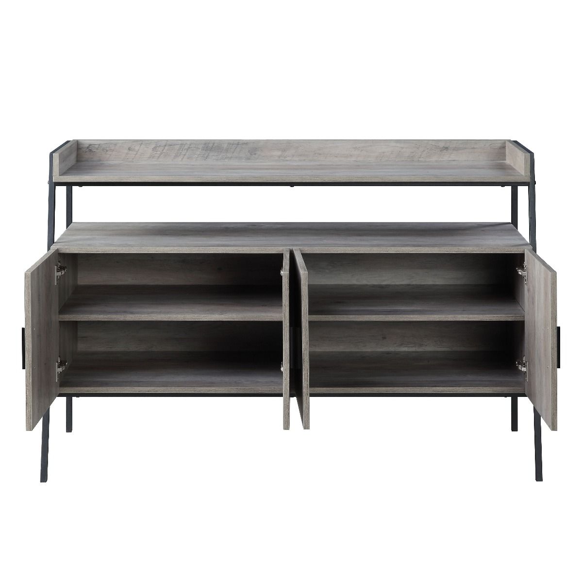 Samiya - TV Stand - Gray Oak & Black, gray, view 3