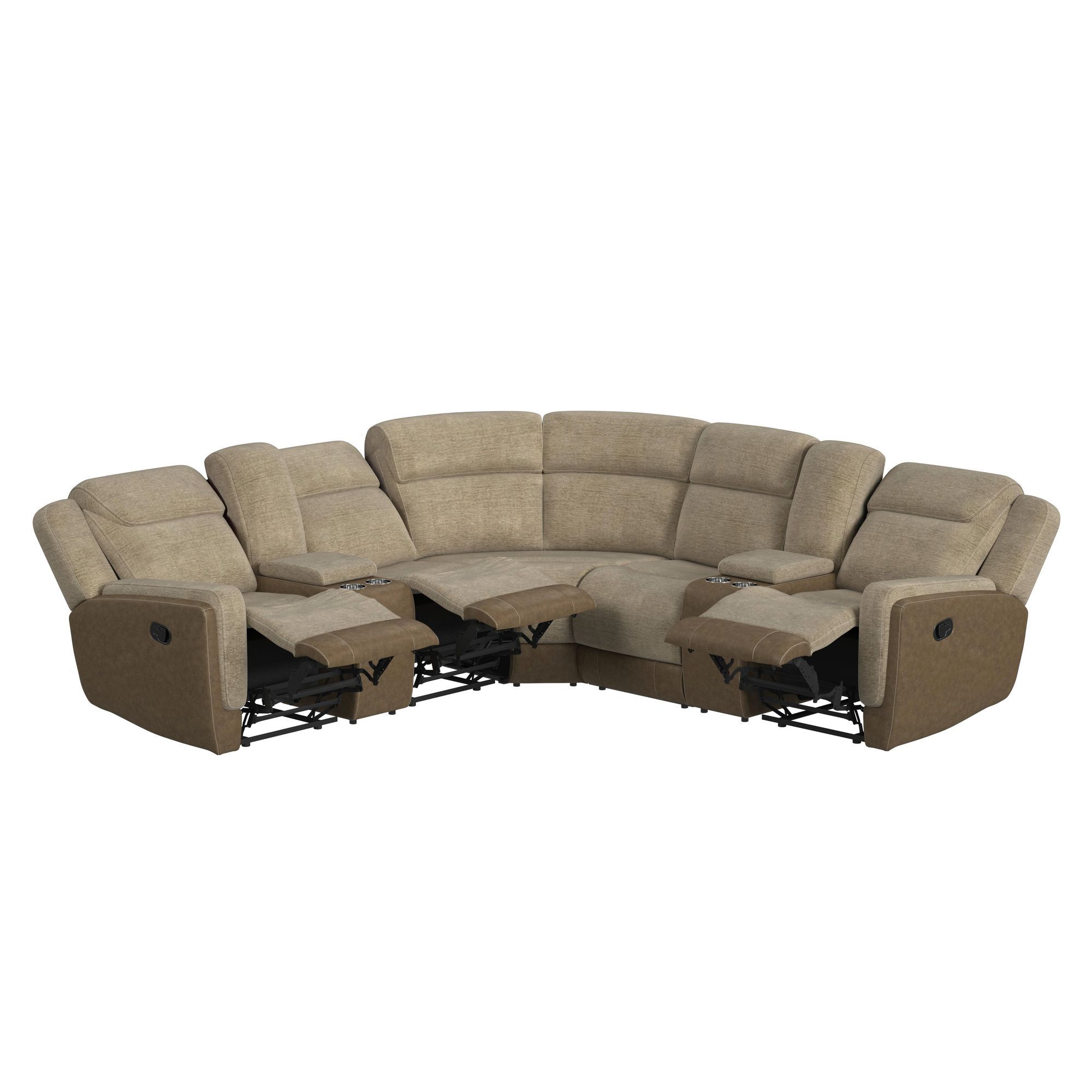 Hornet - 3 Piece Sectional Set With Console And 2 Recliners - Rancho Beige