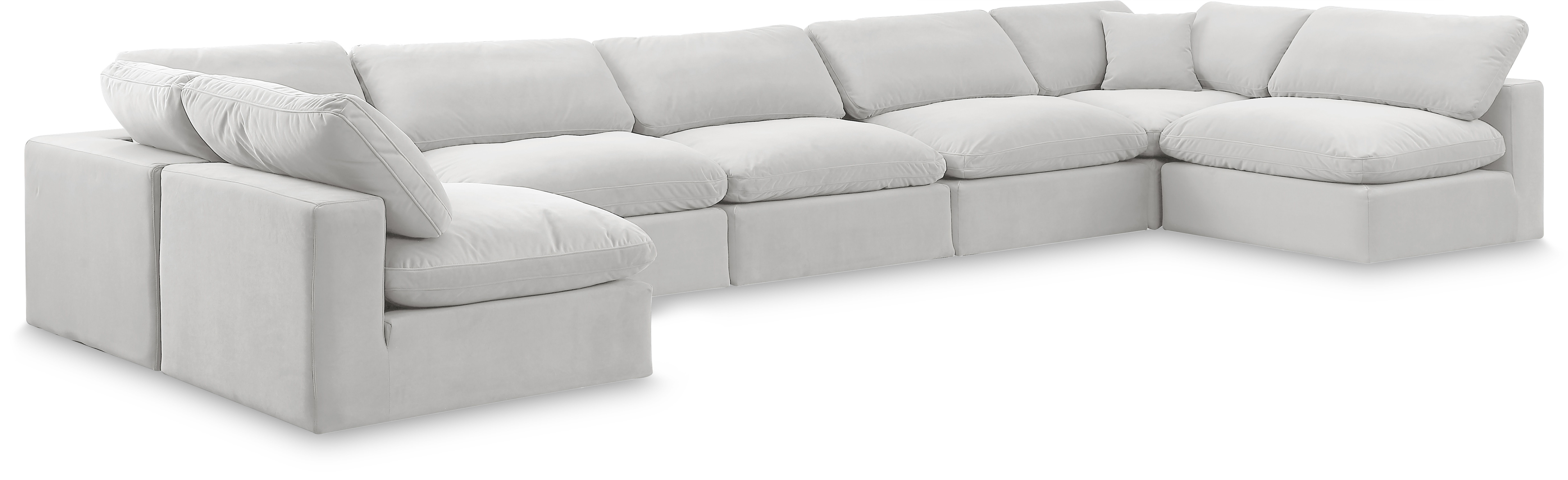 Comfy - 7 Piece Velvet Modular Armless Sectional - White