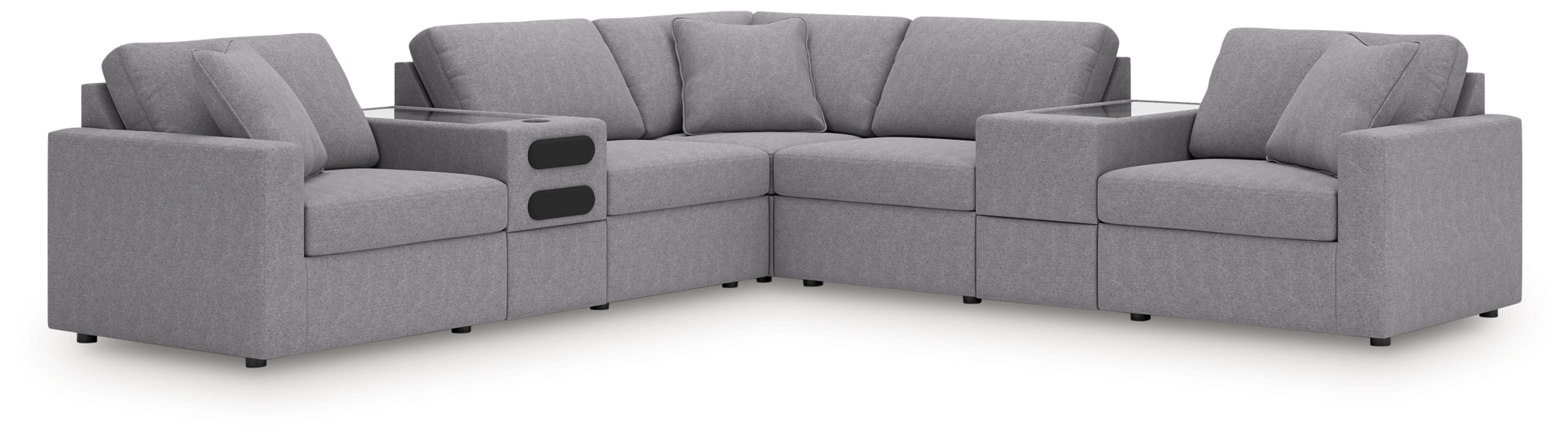 7 Pc · Balanced Sectional With Audio And Storage Consoles