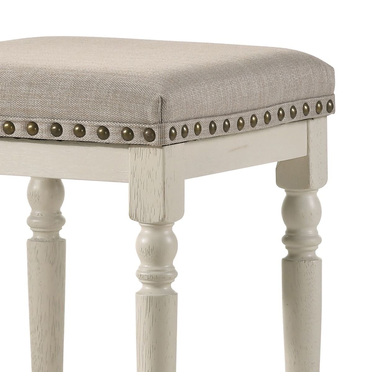 Tasnim - Counter Height Stool (Set of 2) - Tan Fabric & Antique White, white, view 5