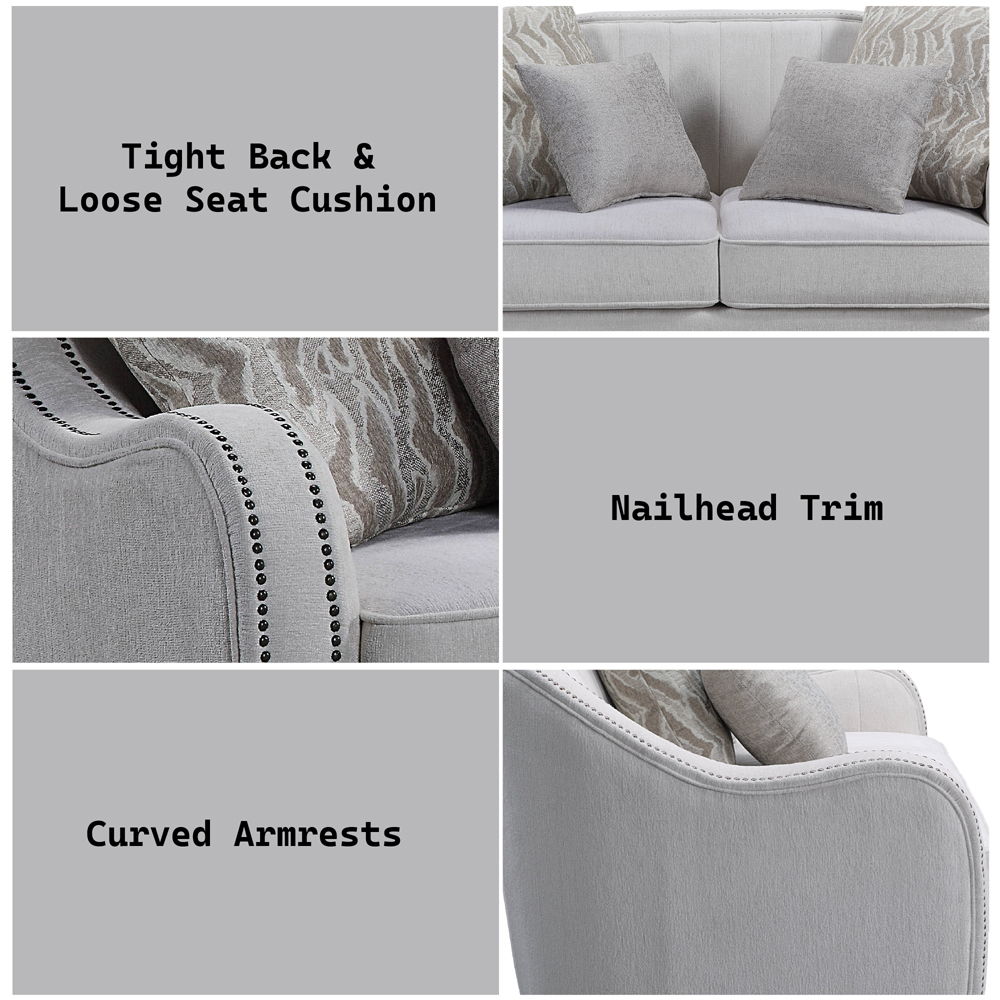 Mahler - Loveseat With 4 Pillows - Beige Linen, beige, view 6