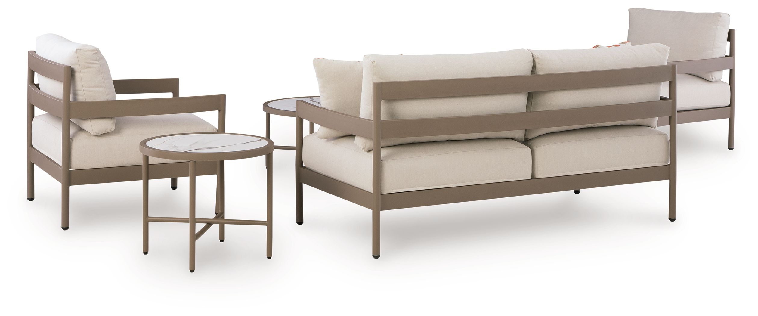 Ashley Furniture Bluff Trail - Loveseat, Lounge Chairs, Tables Set (Set of 5) - Beige - Image 4