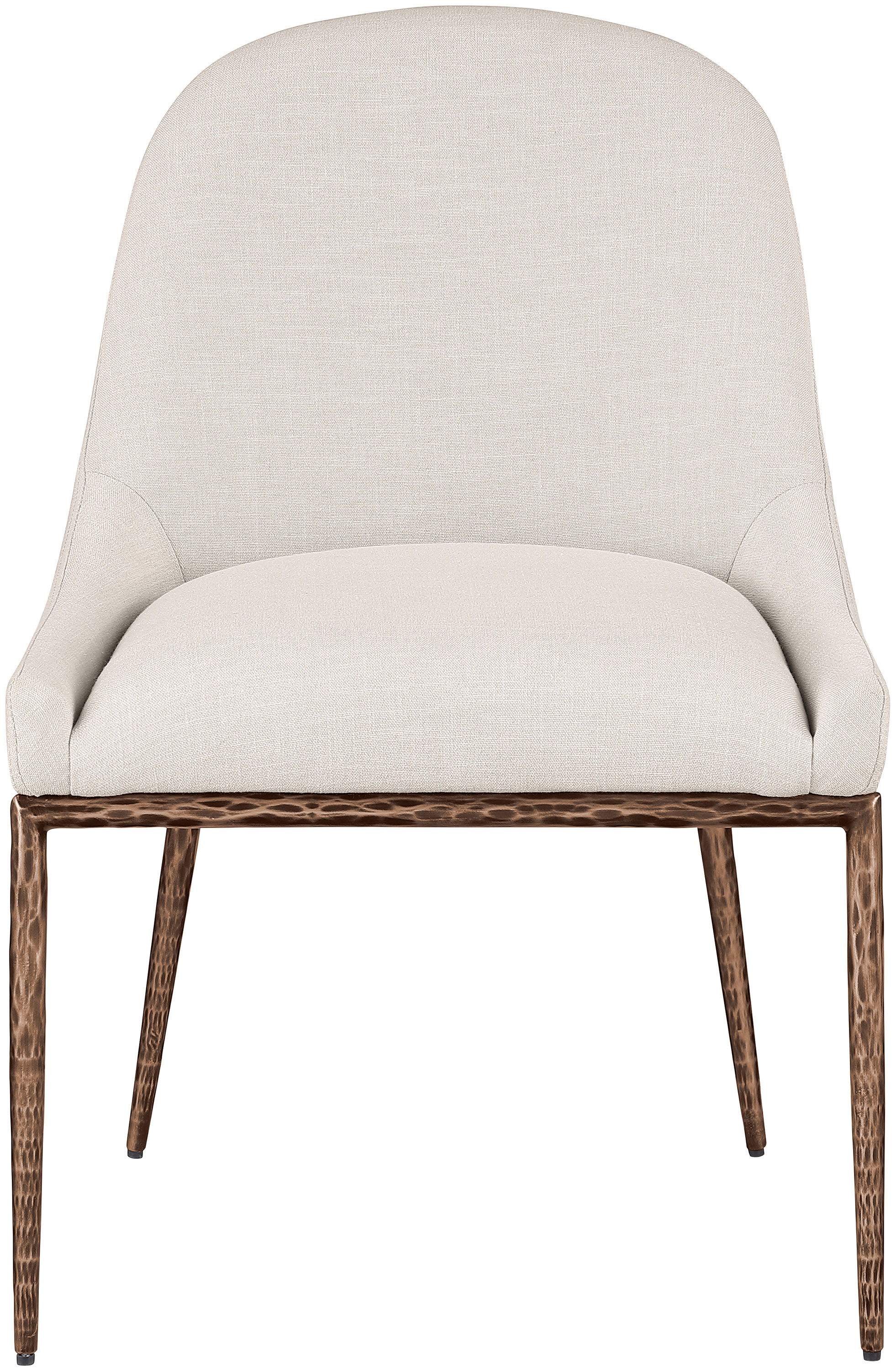Ferro - Linen Textured Performance Fabric Upholstered Dining Side Chair - Beige / Brushed Bronze