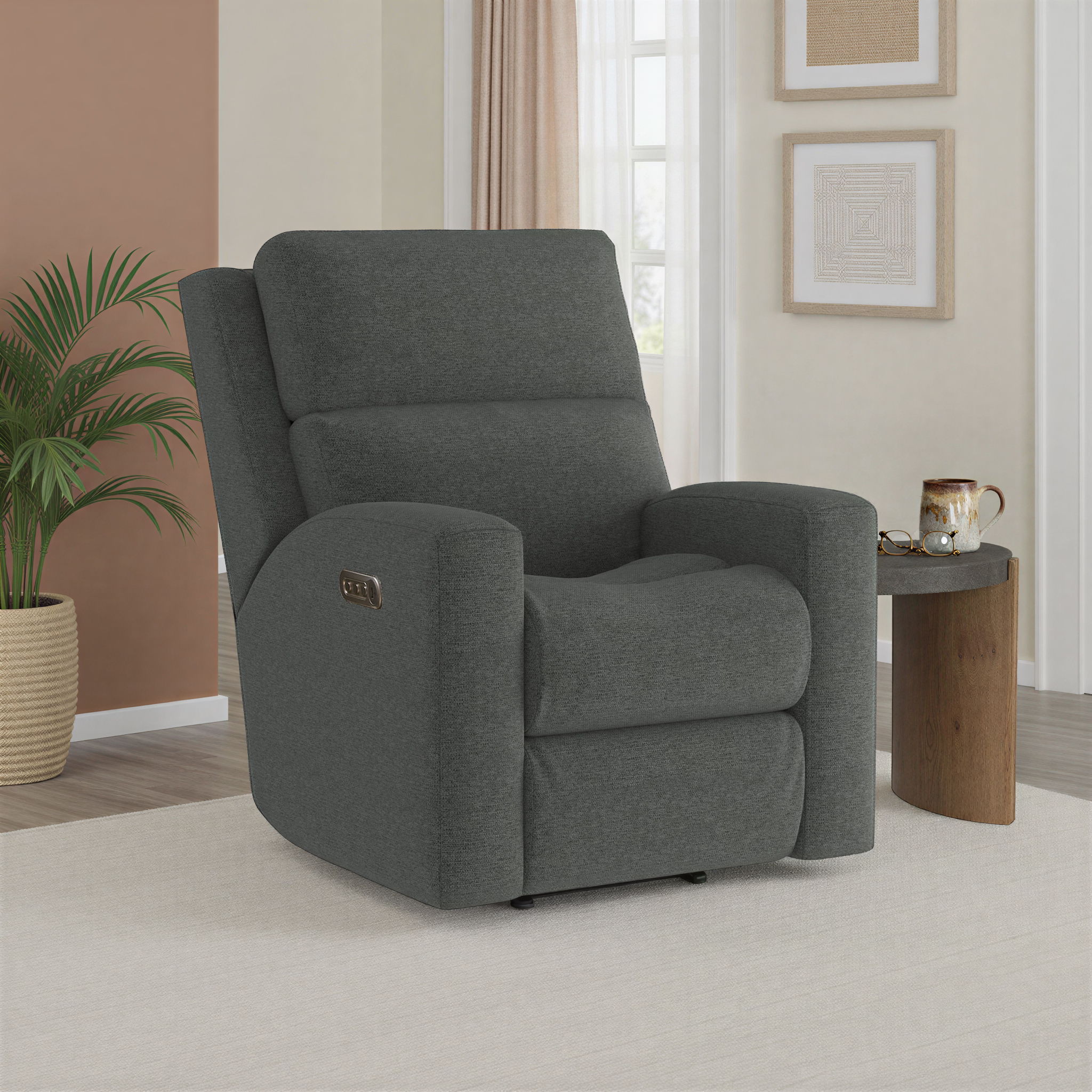 Score - Transitional Fabric Power Recliner With Power Headrest & Lumbar, light brown, view 7