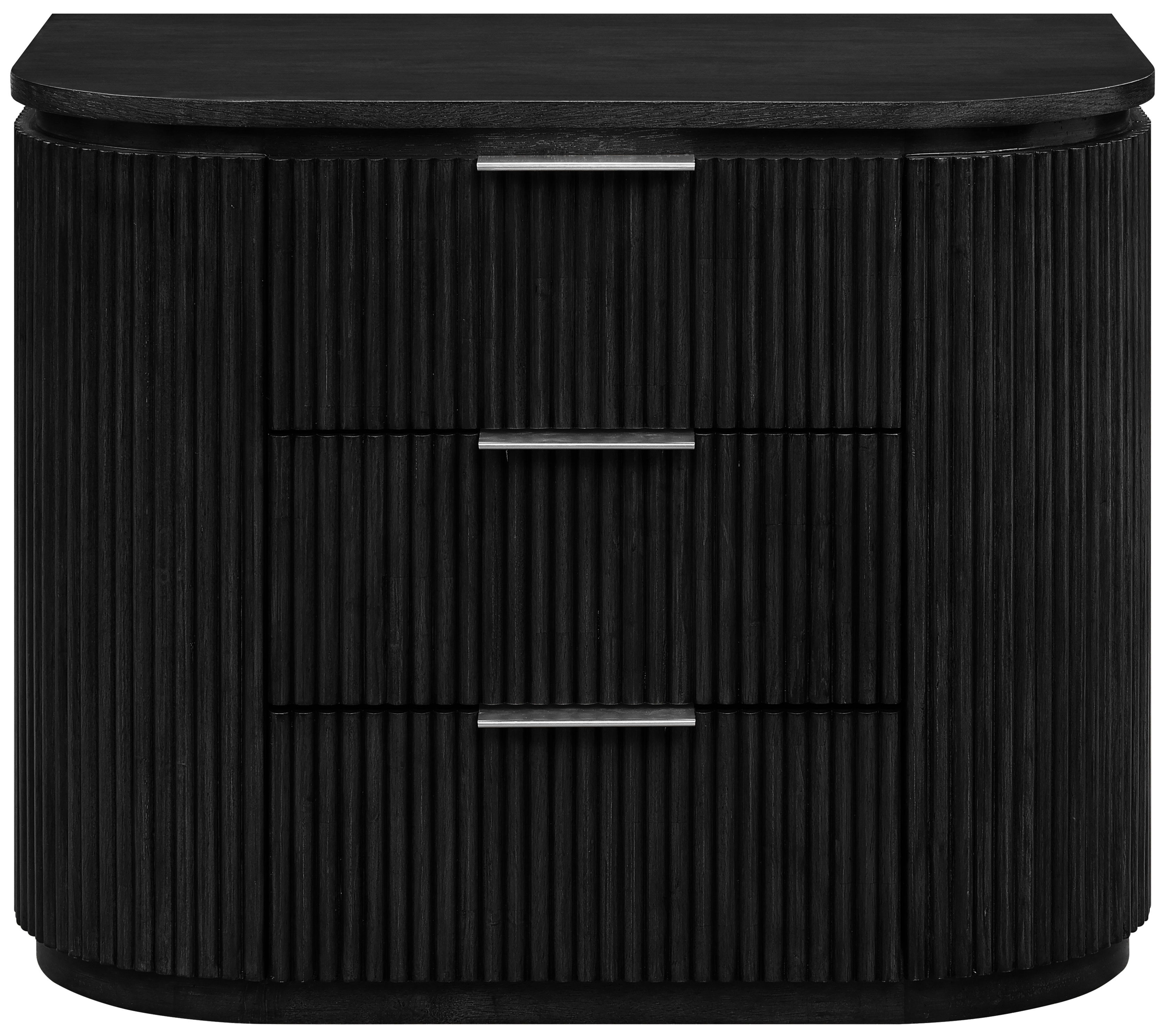 Astrid - Solid Wood And Oak Veneer Nightstand - Black