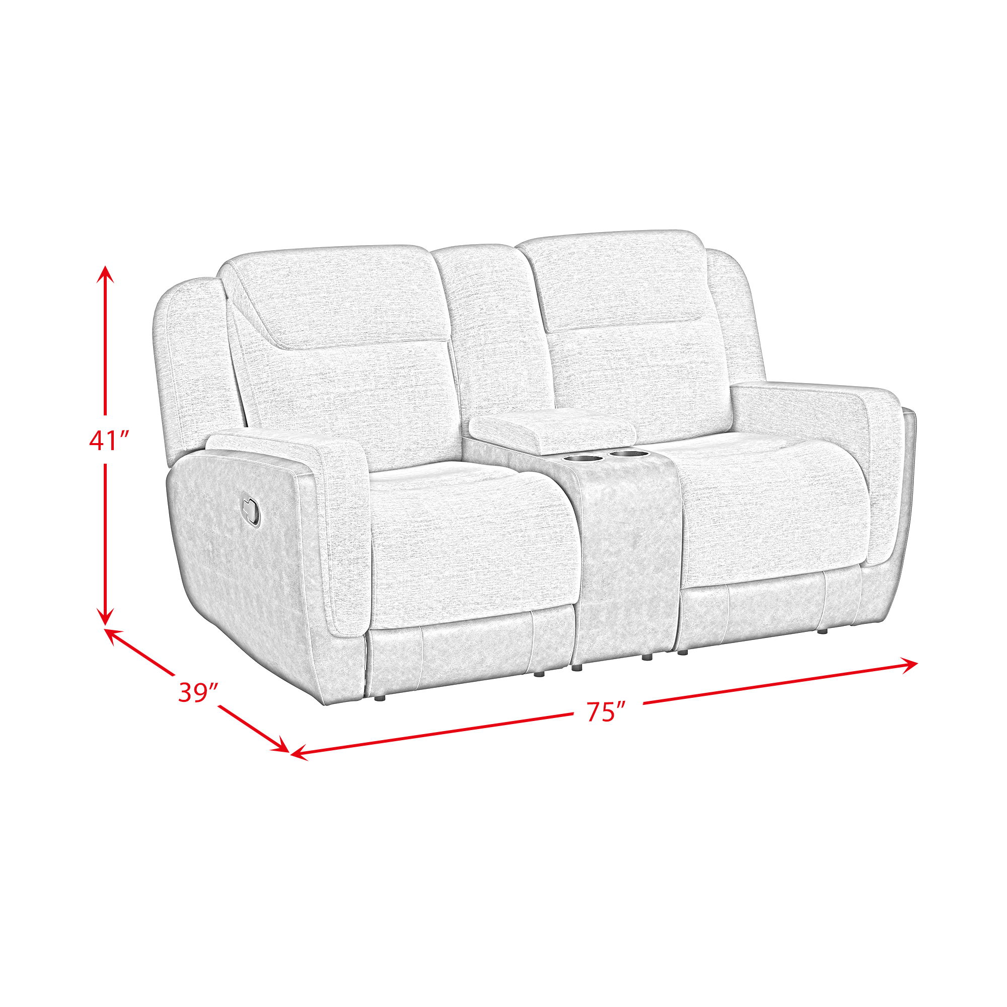 Hornet - Motion Glider Loveseat With Console - Rancho Gray