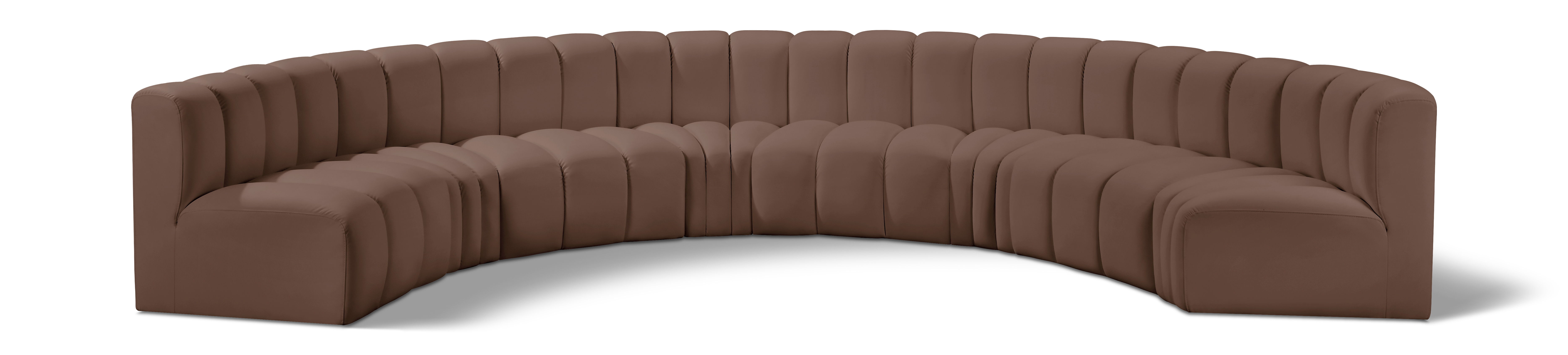 Arc - Faux Leather 8 Piece U-Shaped Modular Sofa - Brown