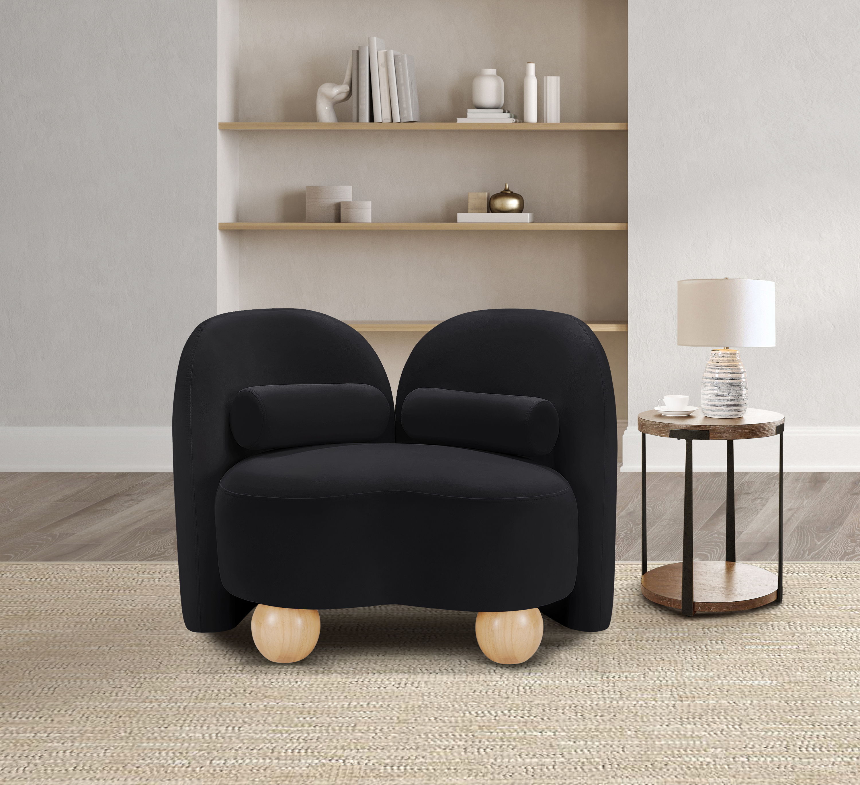 Daphne - Velvet Chair - Black