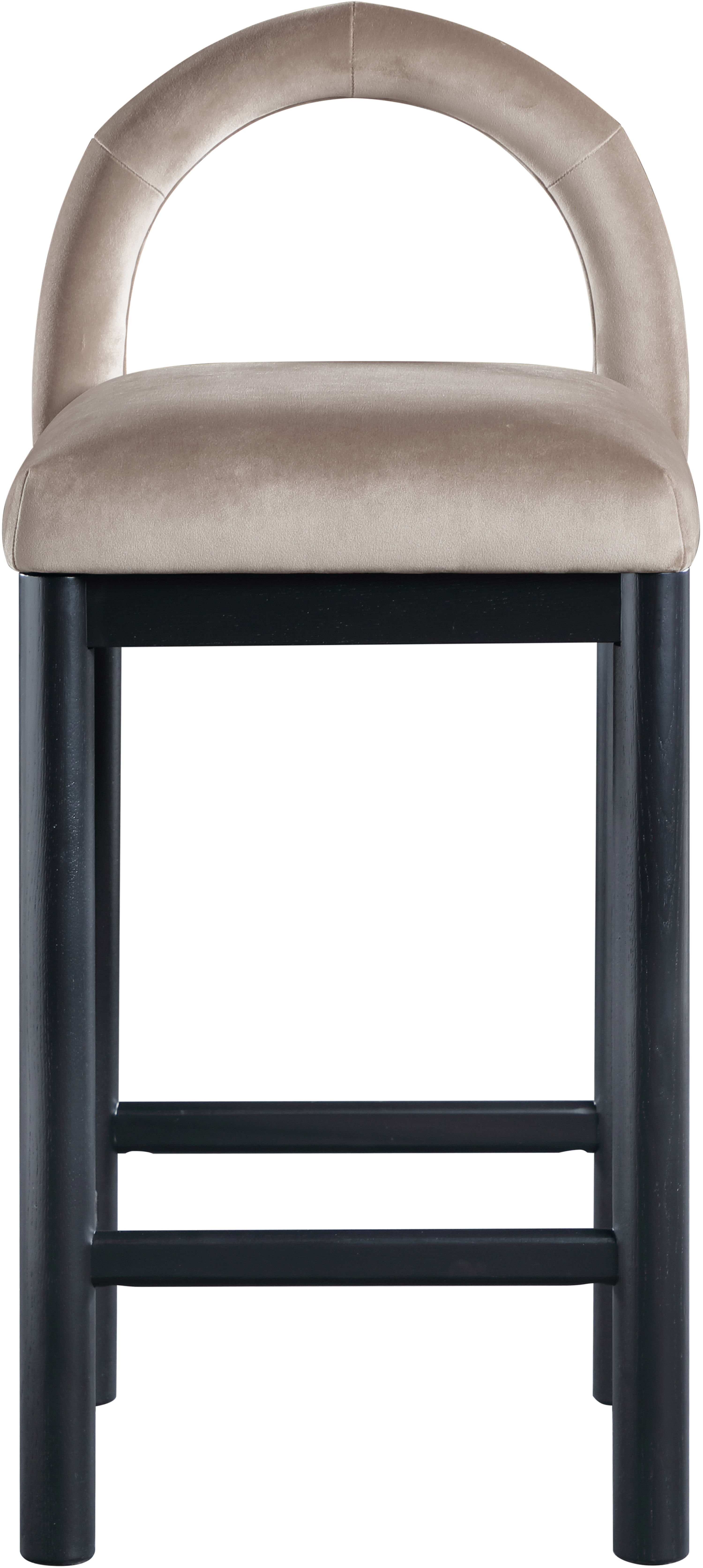 Conrad - Velvet Counter Stool With Black Legs - Taupe