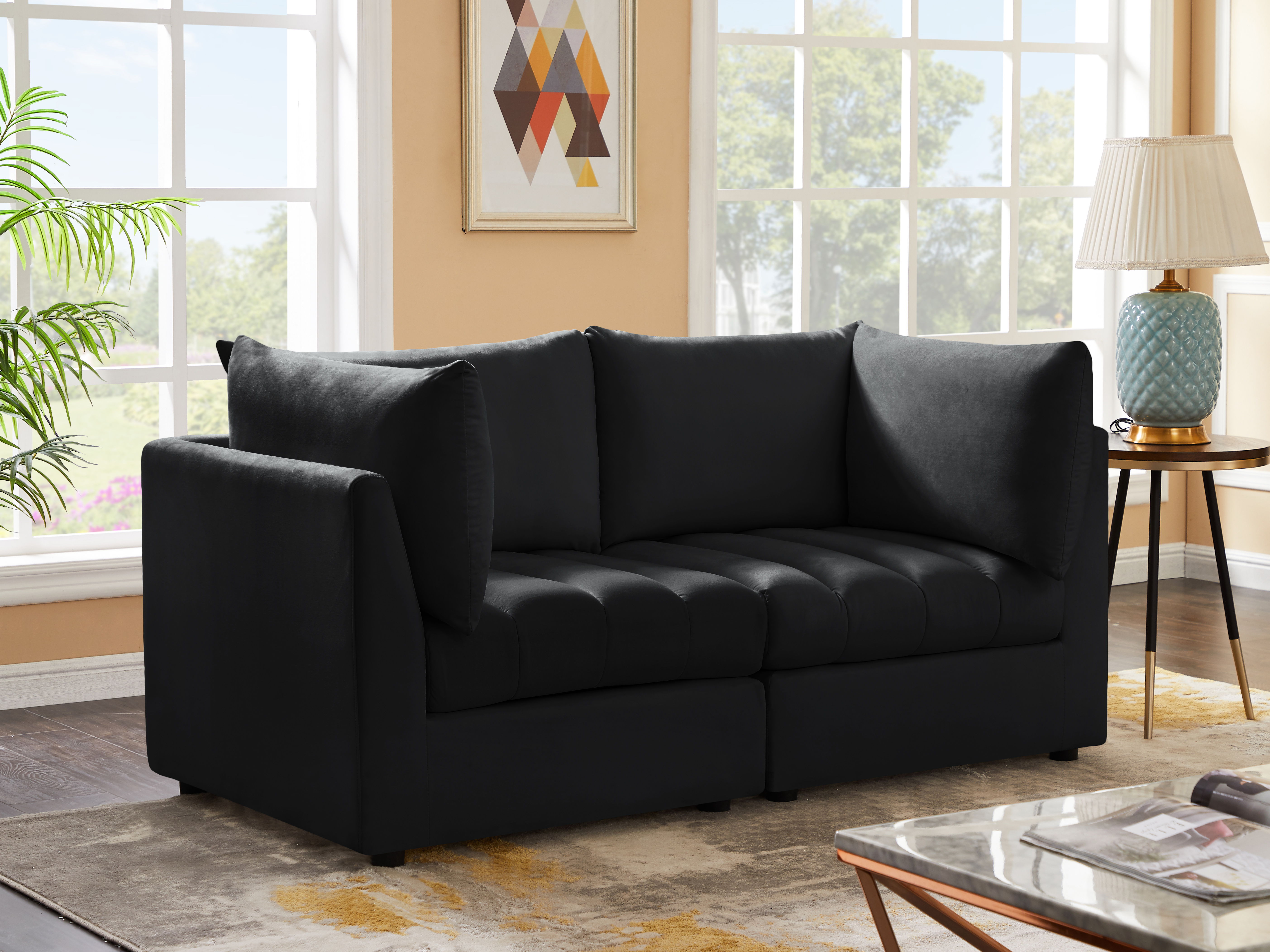 Jacob - Modular 2 Piece Sofa - Black