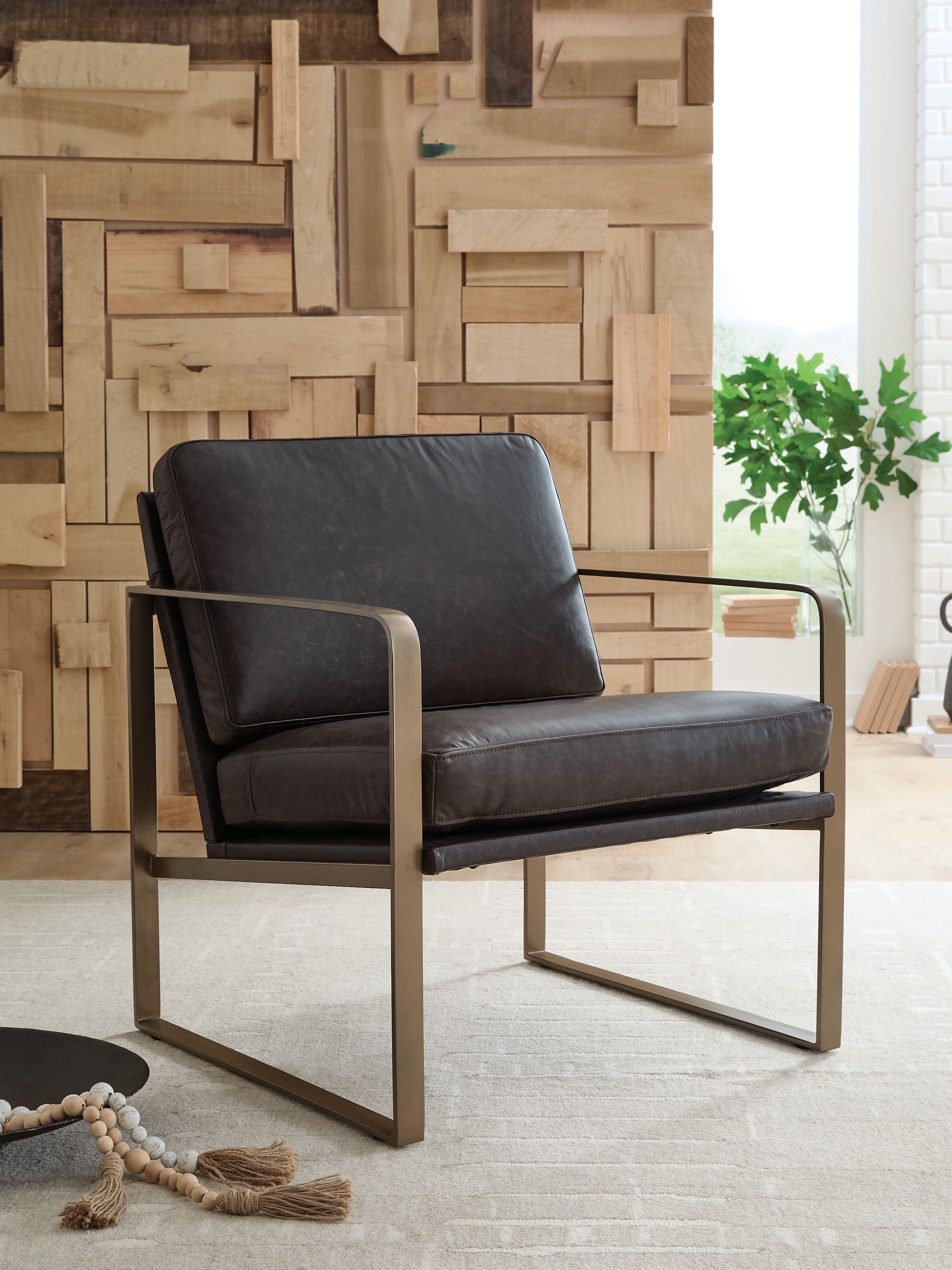 Ashley Furniture Bradett - Accent Chair - Dark Brown / Gold Finish - Image 2