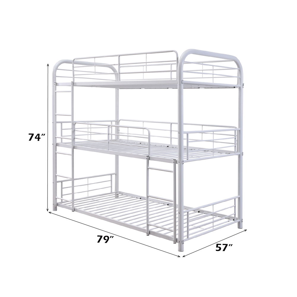 Cairo - Triple Full Bunk Bed - White, white, view 2