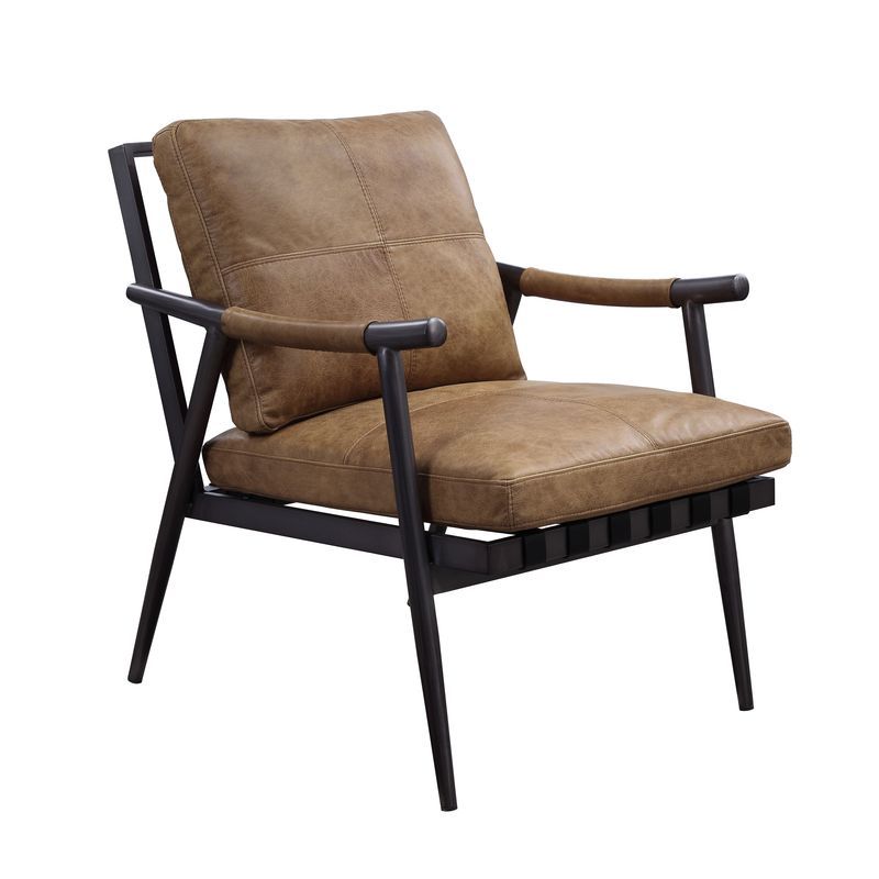 Anzan - Accent Chair - Berham Chestnut Top Grain Leather & Matt Iron, light brown, view 7