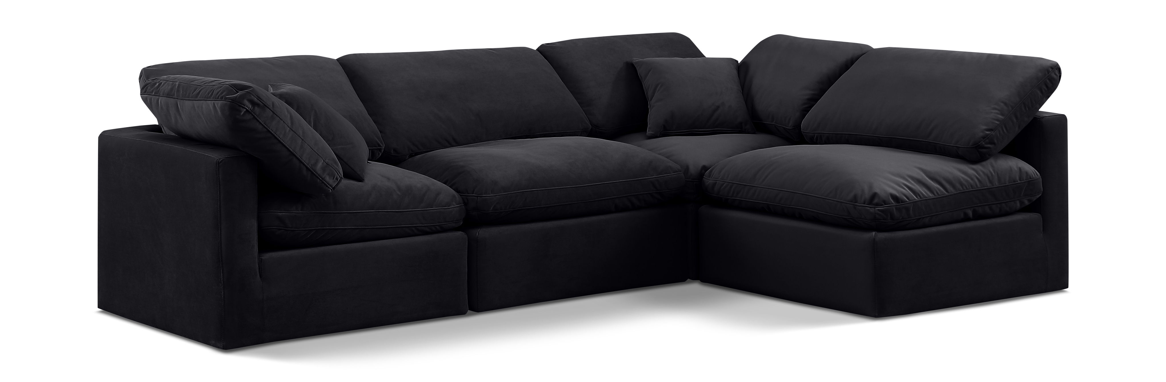 Indulge - Velvet 4 Piece Modular Sectional - Charcoal
