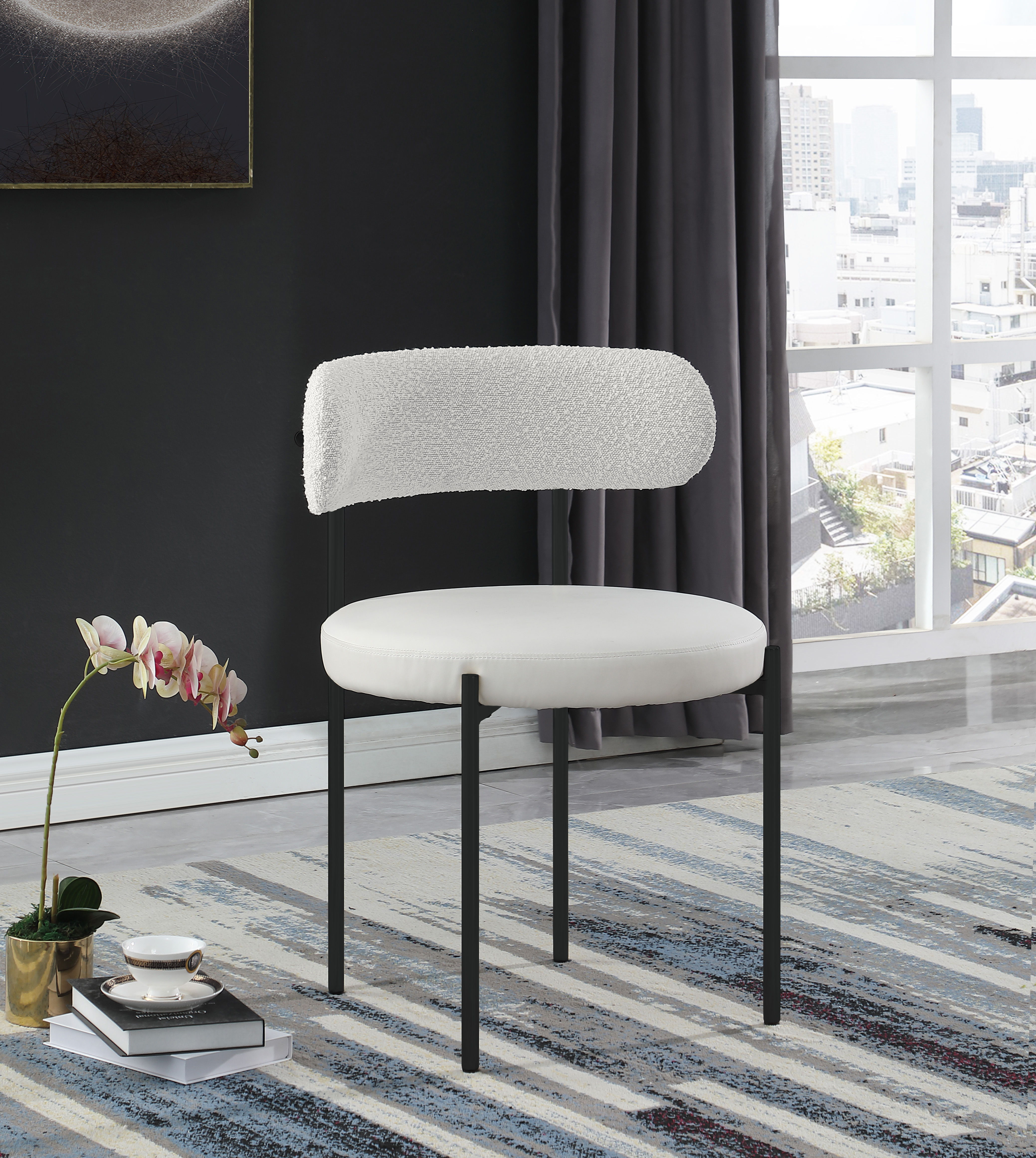 Beacon - Faux Leather Dining Chair With Black Legs (Set of 2) - Cream