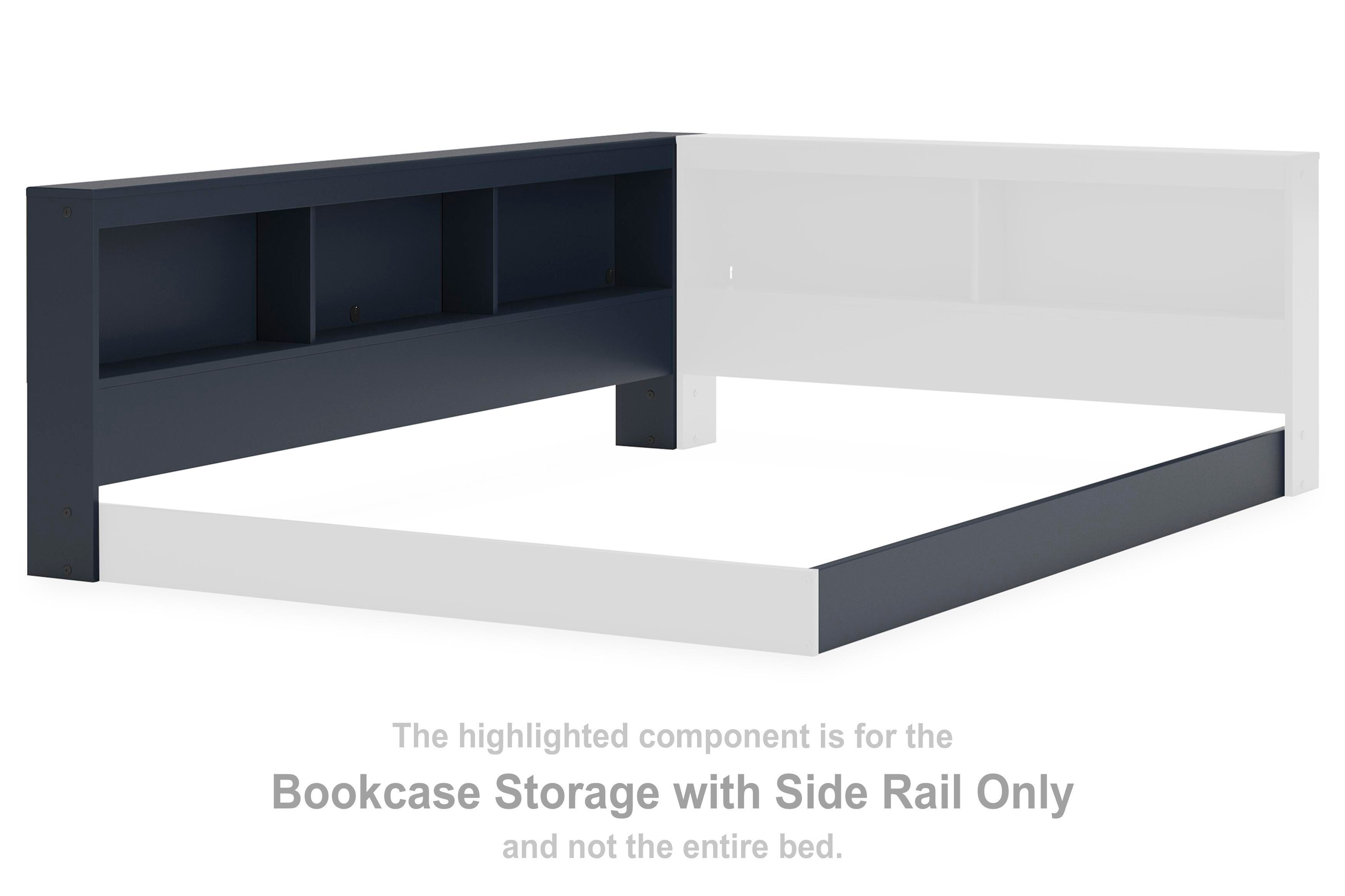 Simmenfort – Bookcase Storage with Side Rail – Navy Blue