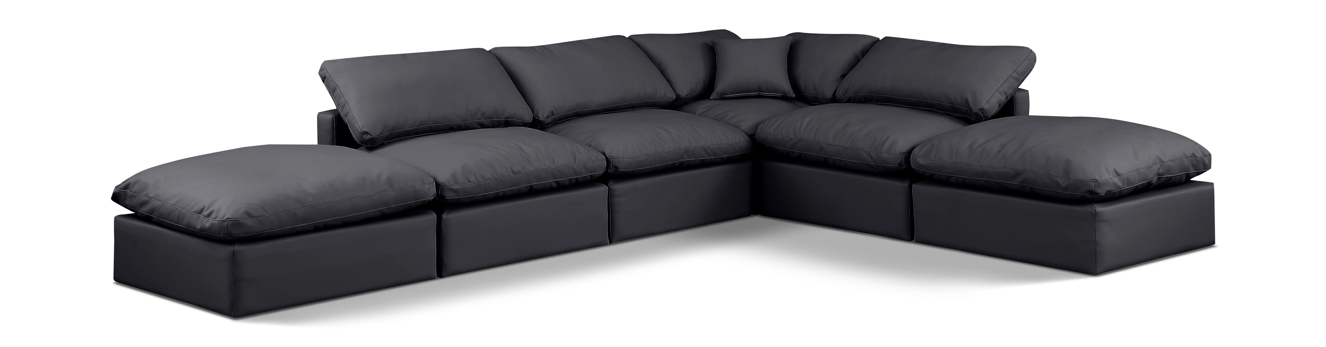 Indulge - Faux Leather 6 Piece Modular Armless Sectional - Black
