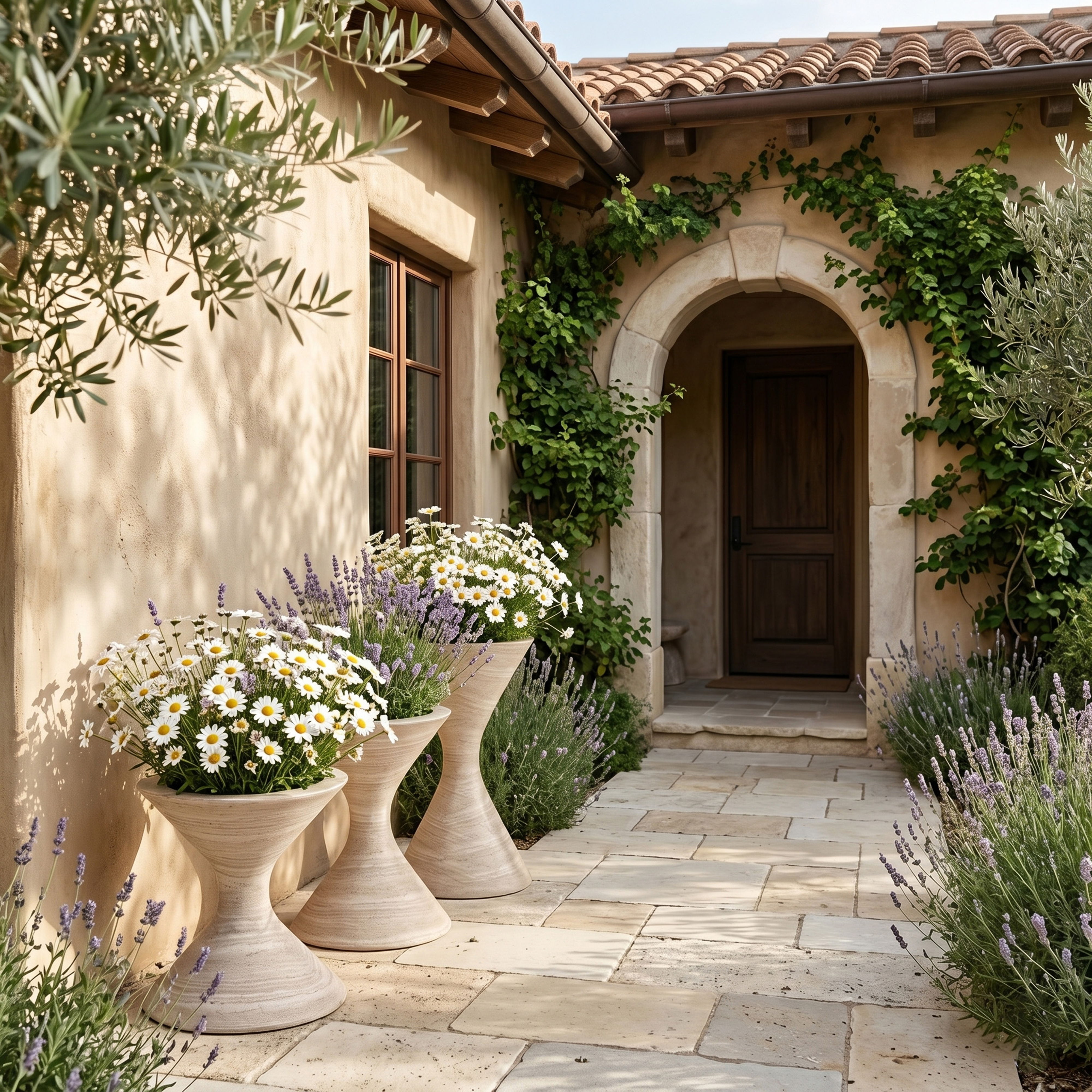 Vessa - 18" Indoor / Outdoor Concrete Planter - Travertine