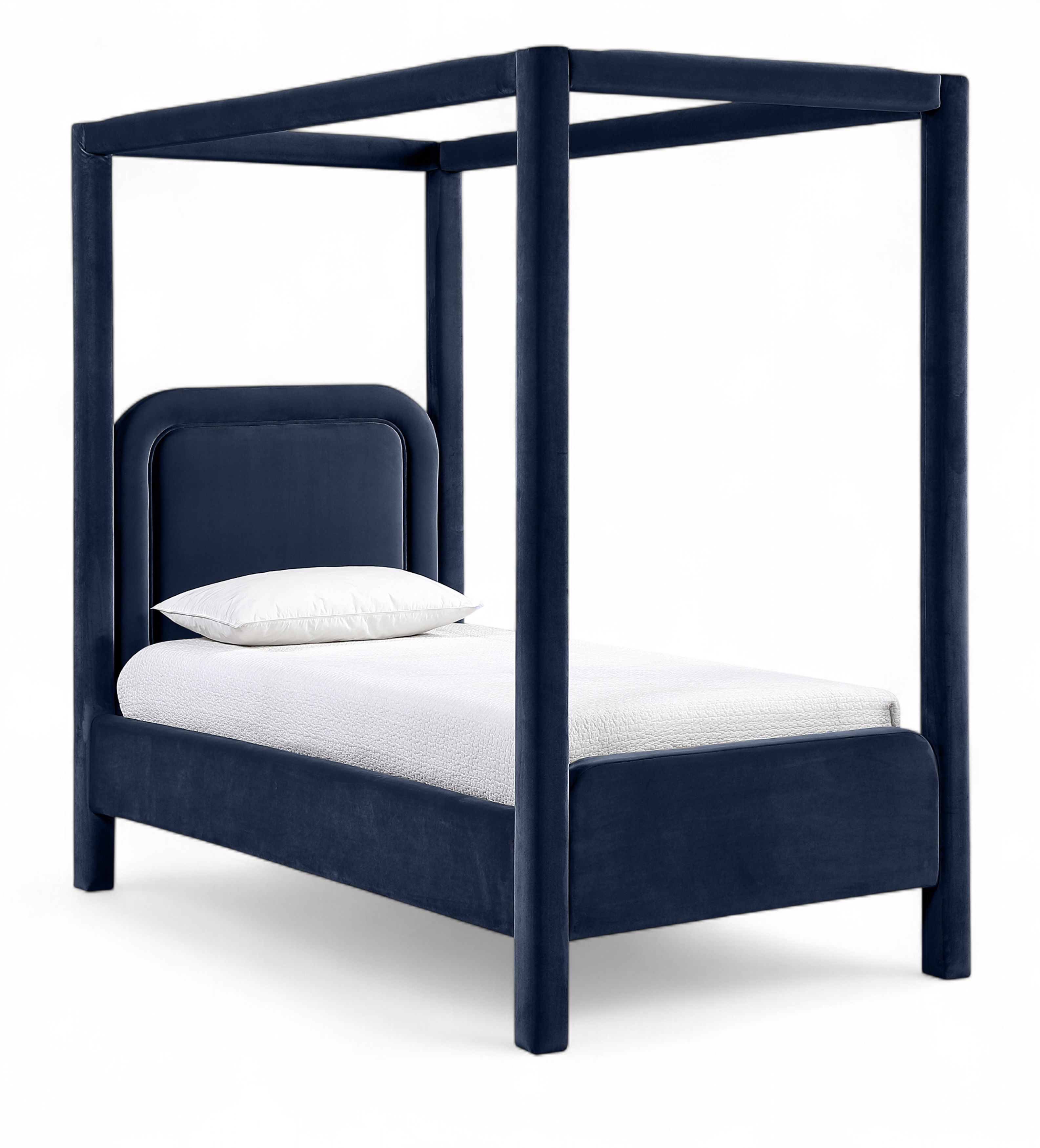 Salina - Velvet Upholstered Twin Bed - Navy