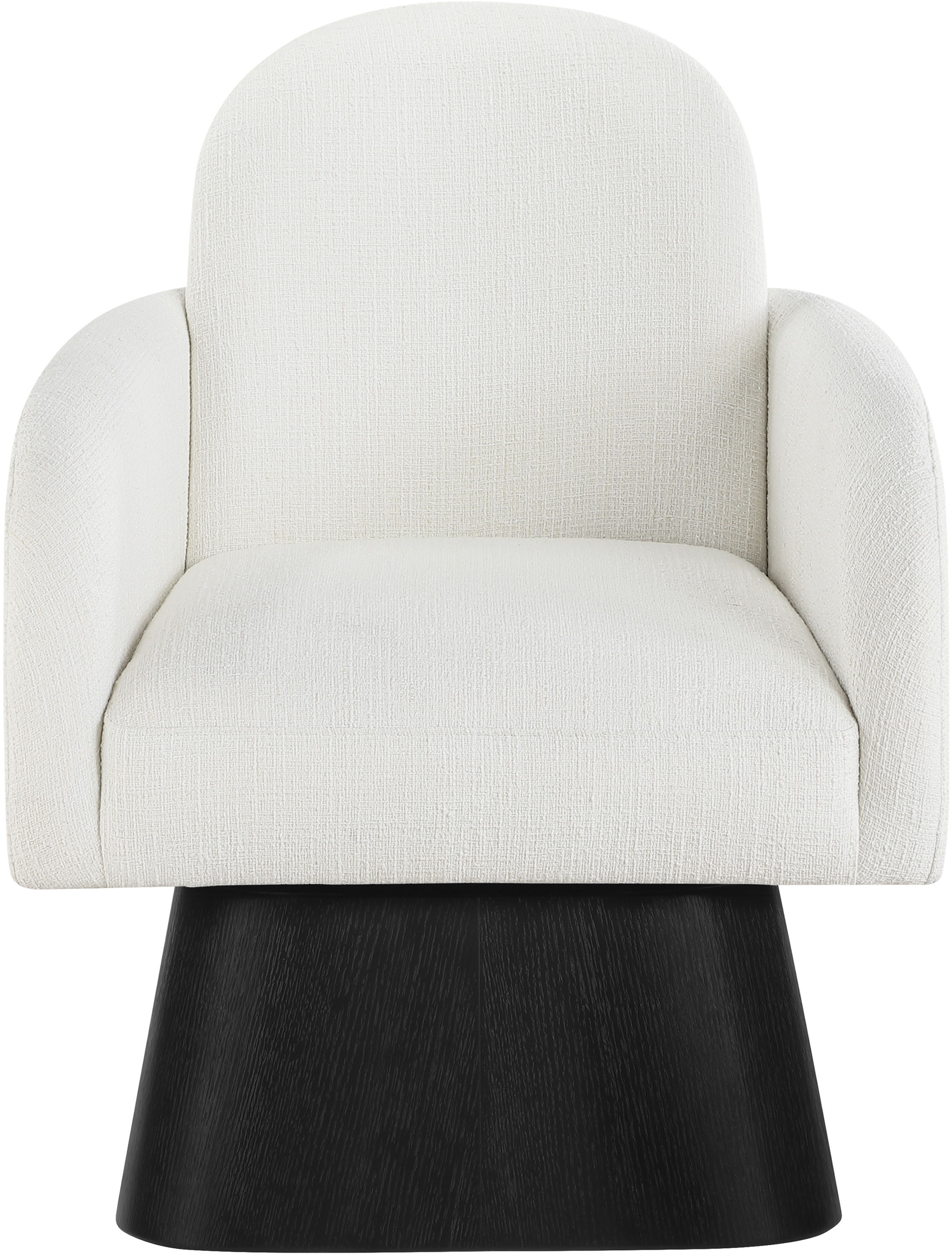 Marlowe - Linen Textured Fabric Upholstered Swivel Accent Chair - Cream / Stained Black