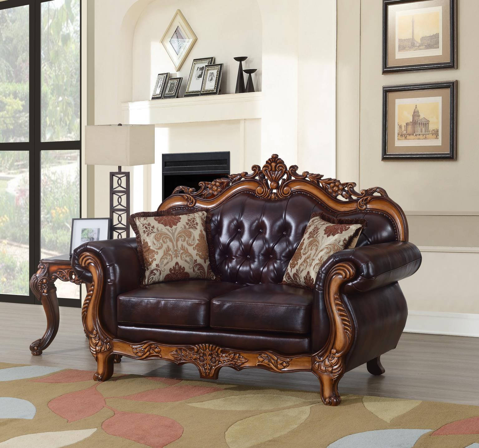 U204 - 2 Piece Living Room Set (Sofa & Loveseat) - Dark Brown