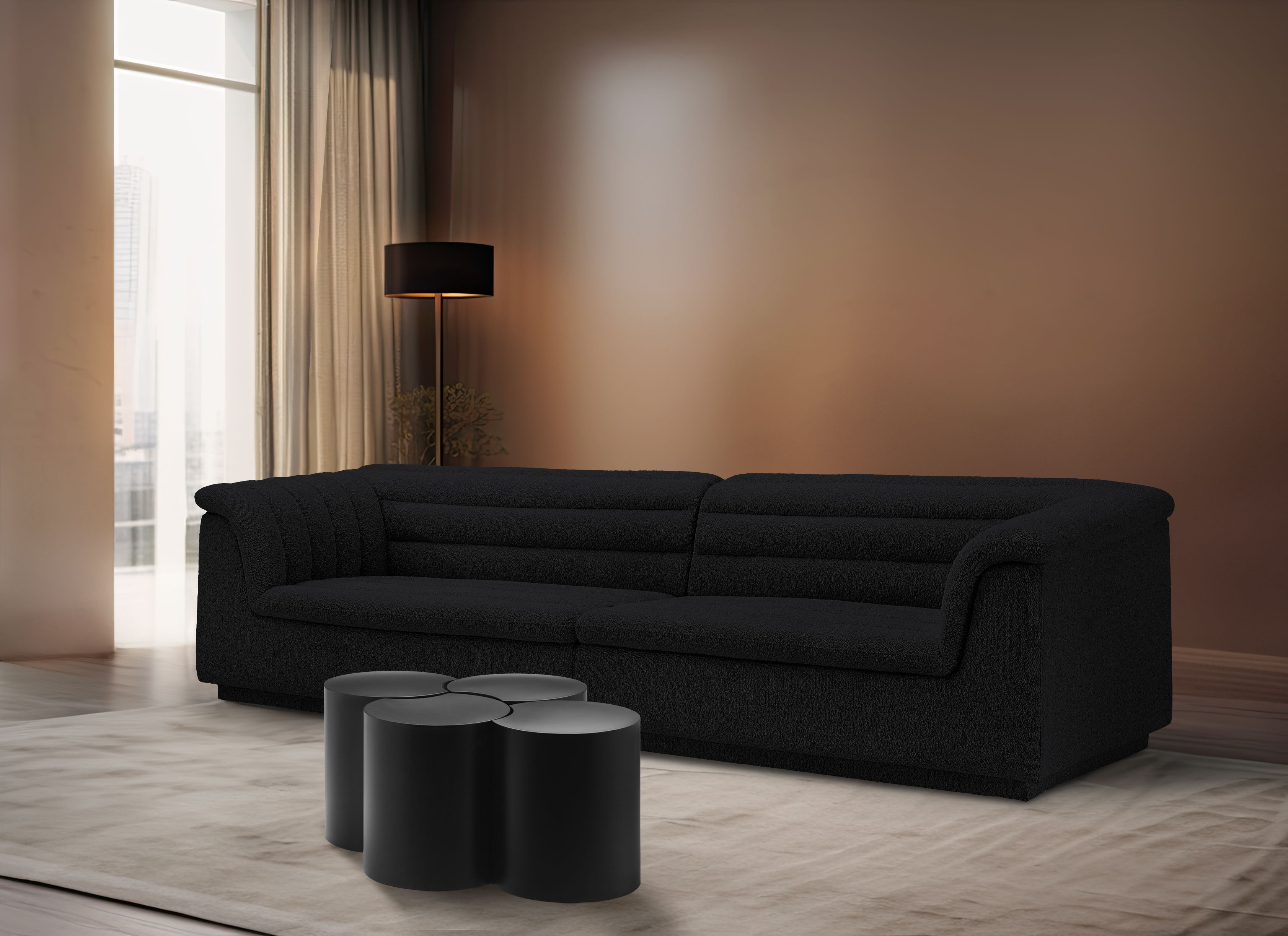 Dimple - 18" 4 Piece Modular Coffee Table - Black