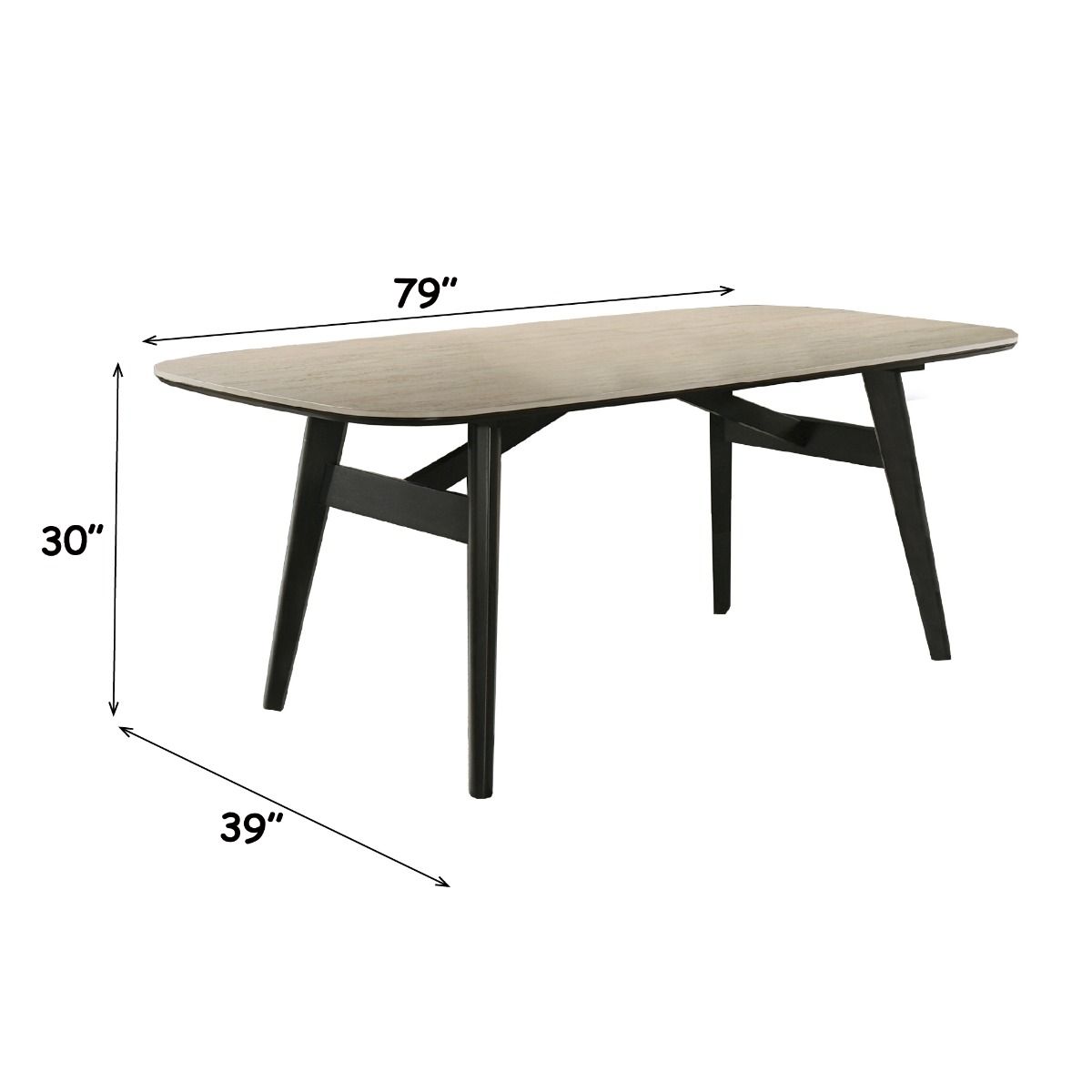 Lark - Dining Table - Travertine / Black, white, view 6
