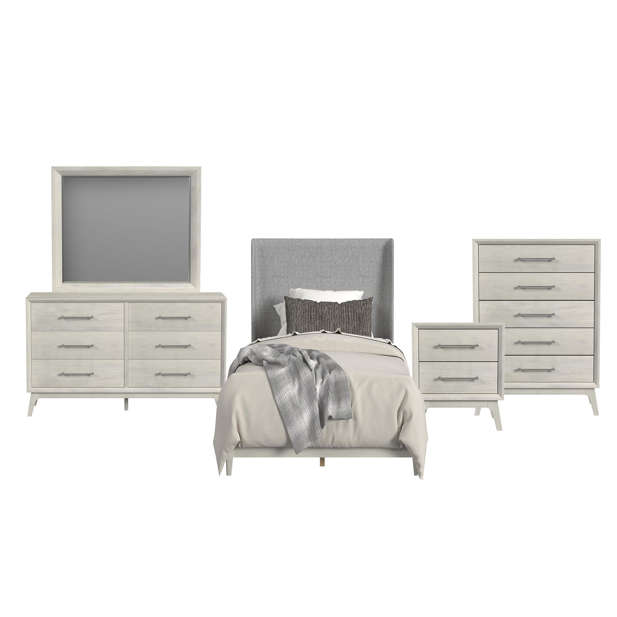 Twin · 5 Pc · Bedroom Set With Fabric