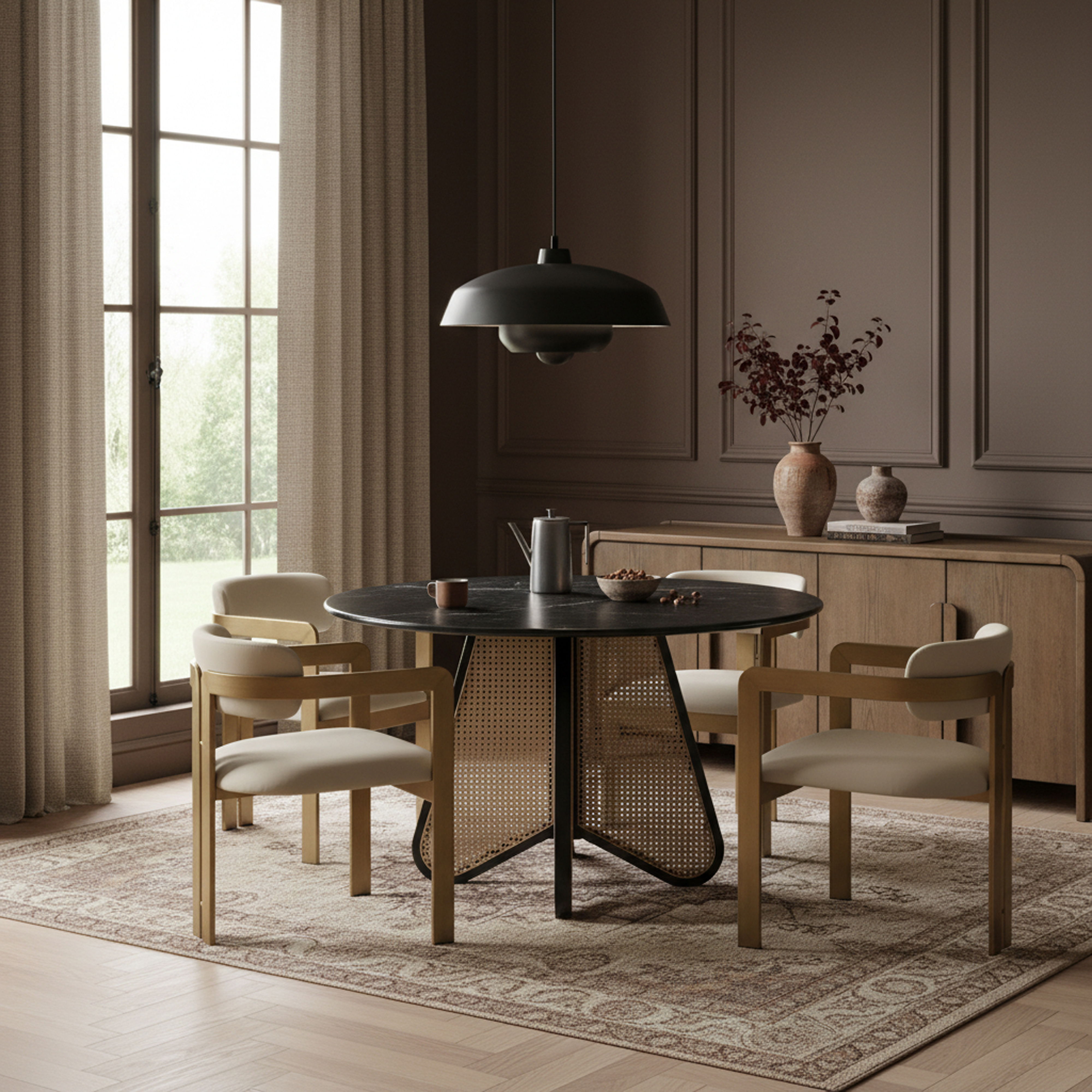 Aurum - Vegan Leather Upholstered Dining Chair (Set of 2) - Beige / Brushed Brass