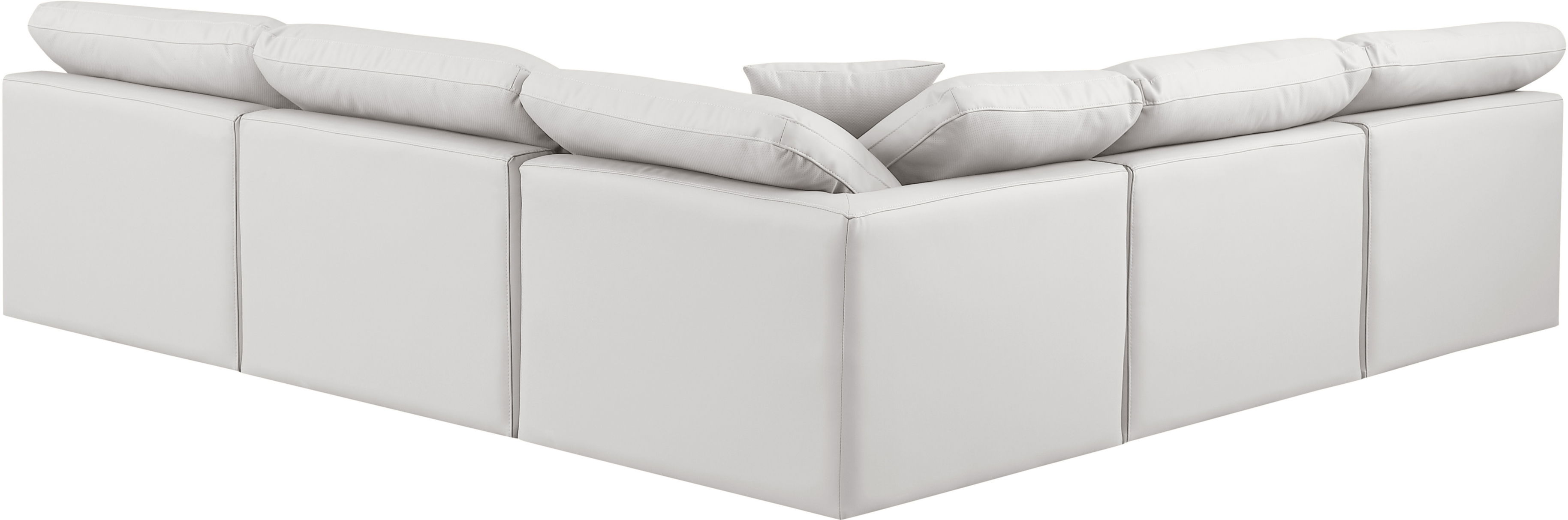 Indulge - Faux Leather 5 Piece Modular Corner Armless Sectional - Cream